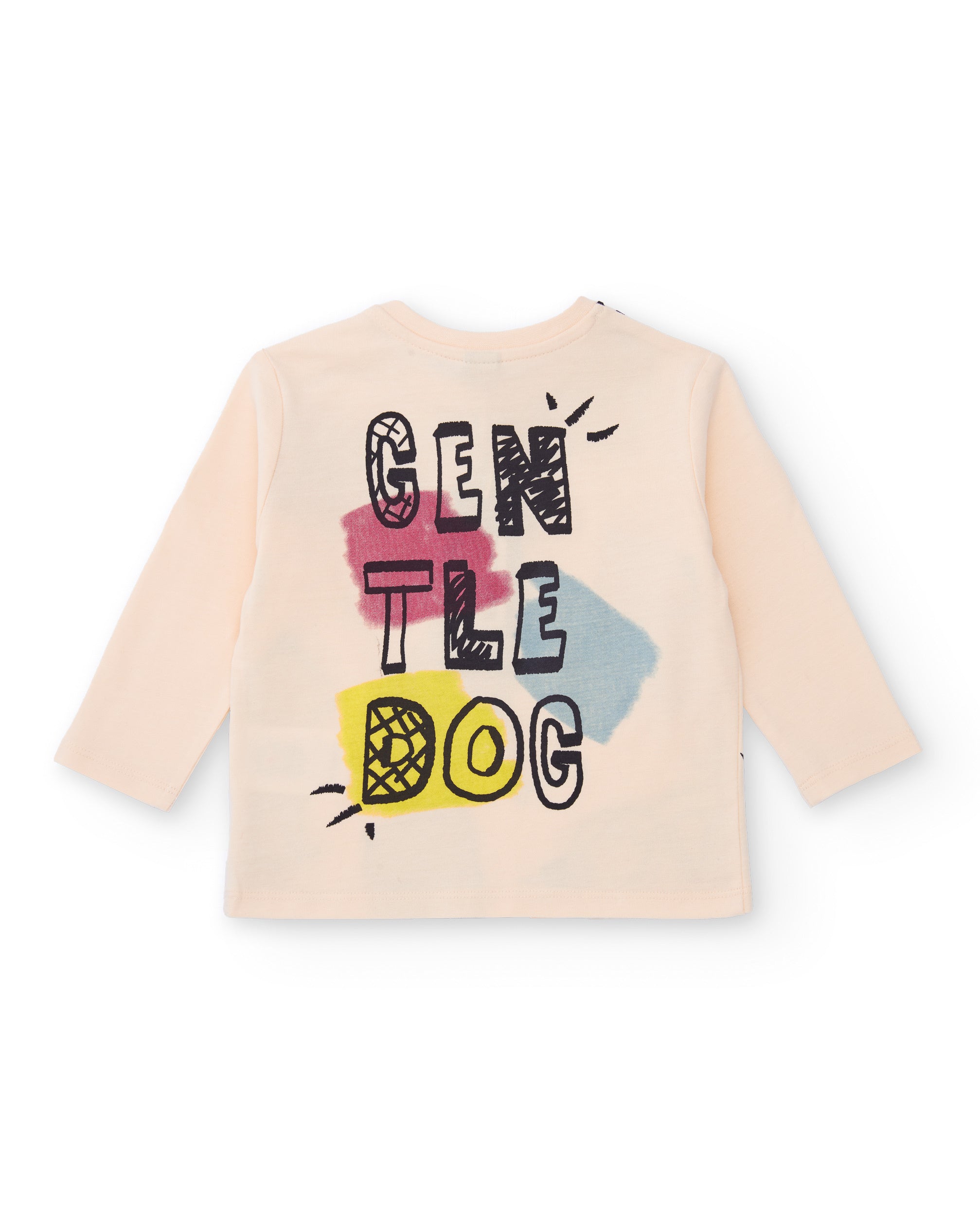 Camiseta de niño manga larga color beige con estampado de perros