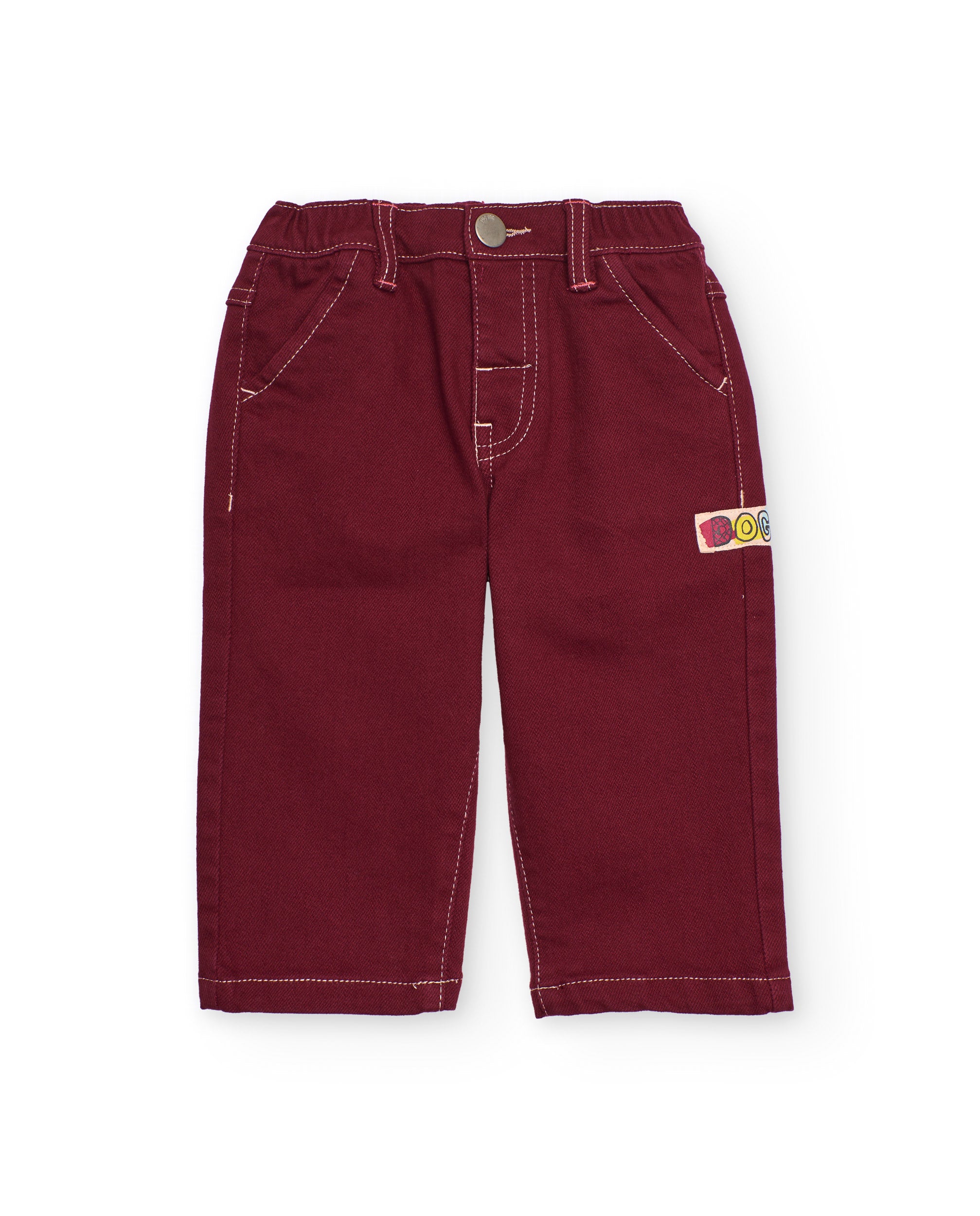 Pantalón para niño en granate con detalle bordado "DOG"