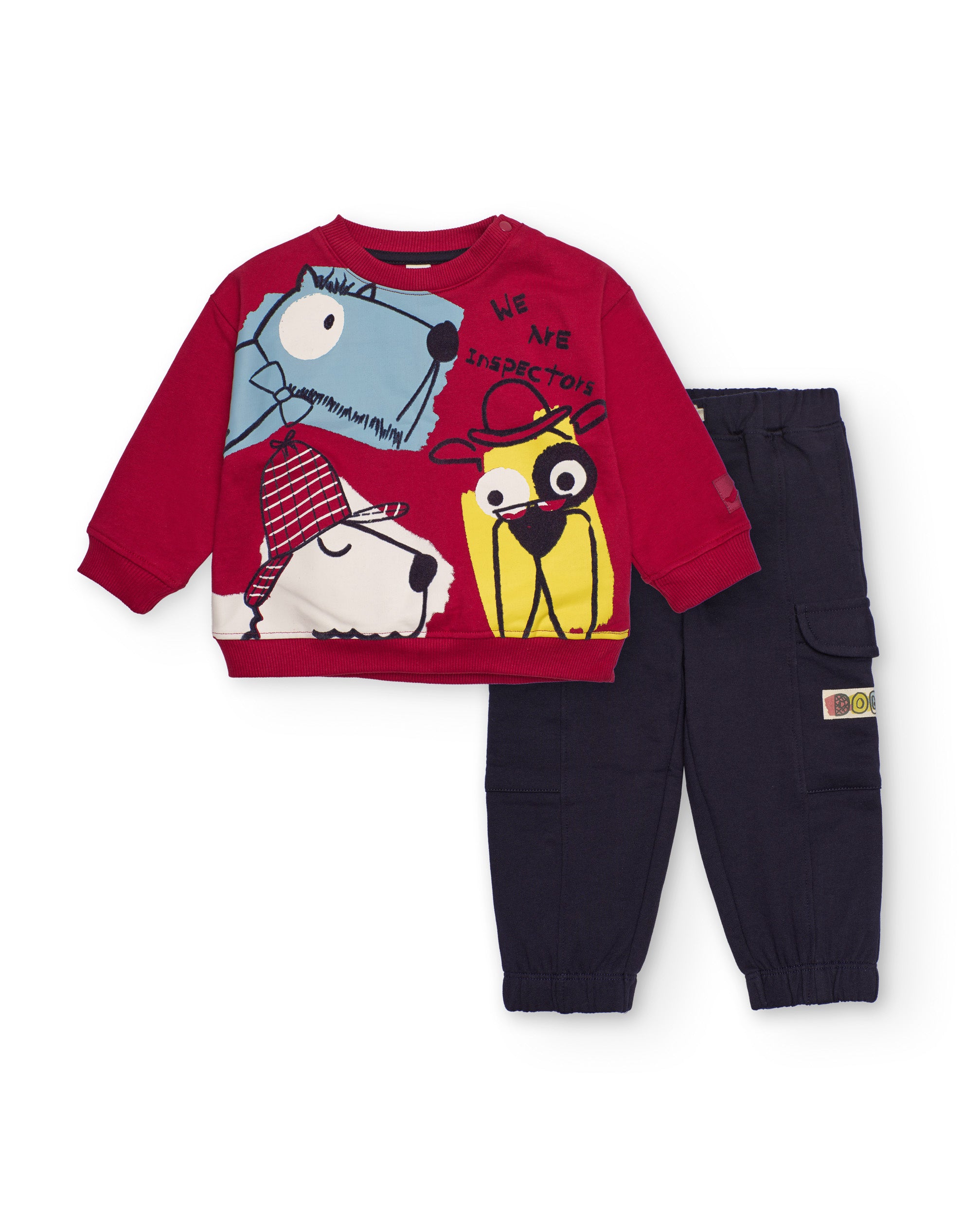Conjunto para niño en multicolor con estampado de perros