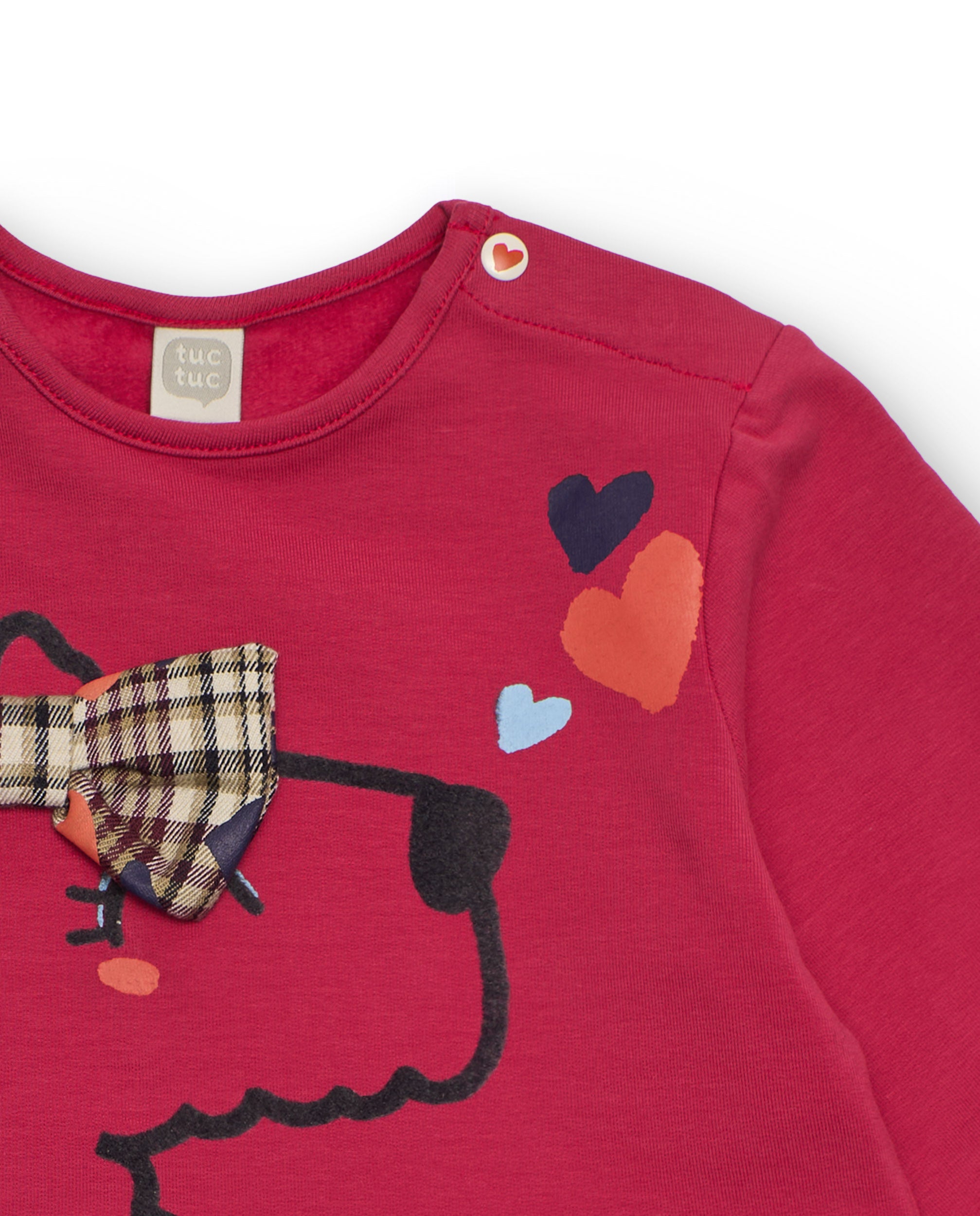 Vestido para niña en rojo con falda de cuadros y lazo
