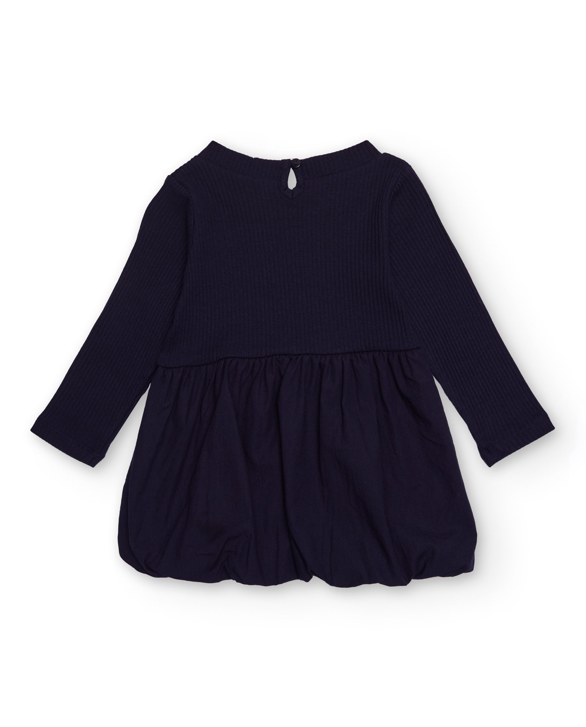 Vestido para niña en azul marino con apliques de corazones