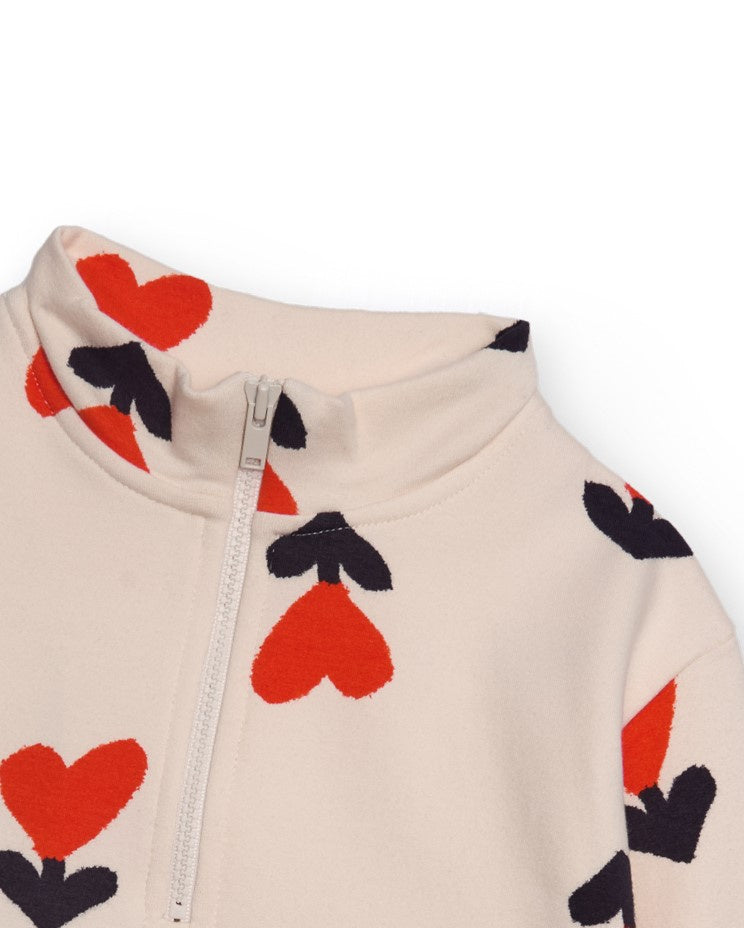 Vestido para niña en crudo y azul marino con corazones y