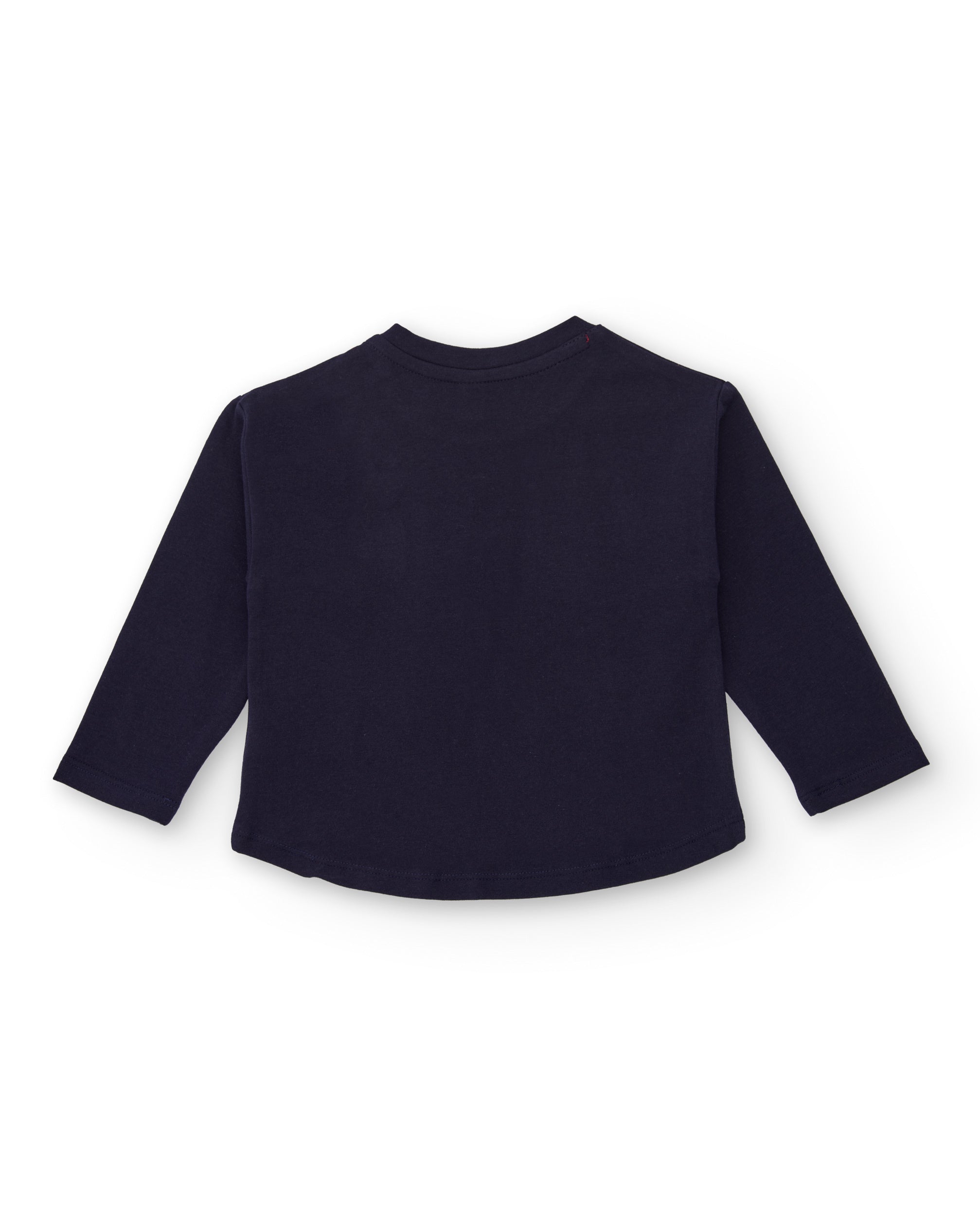 Camiseta para niña en azul marino con estampado de corazones en