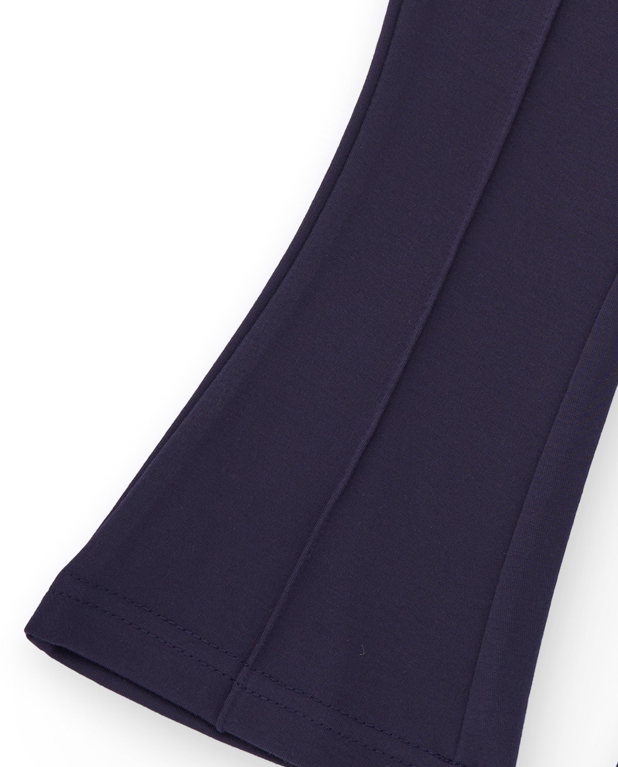Pantalones acampanados para niña en azul marino con detalle