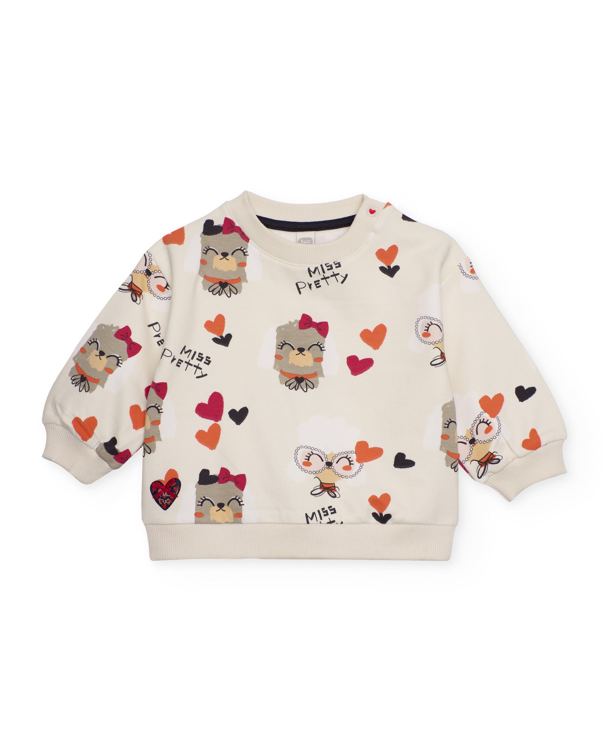 Sudadera para niña en crudo con estampado de perritos y