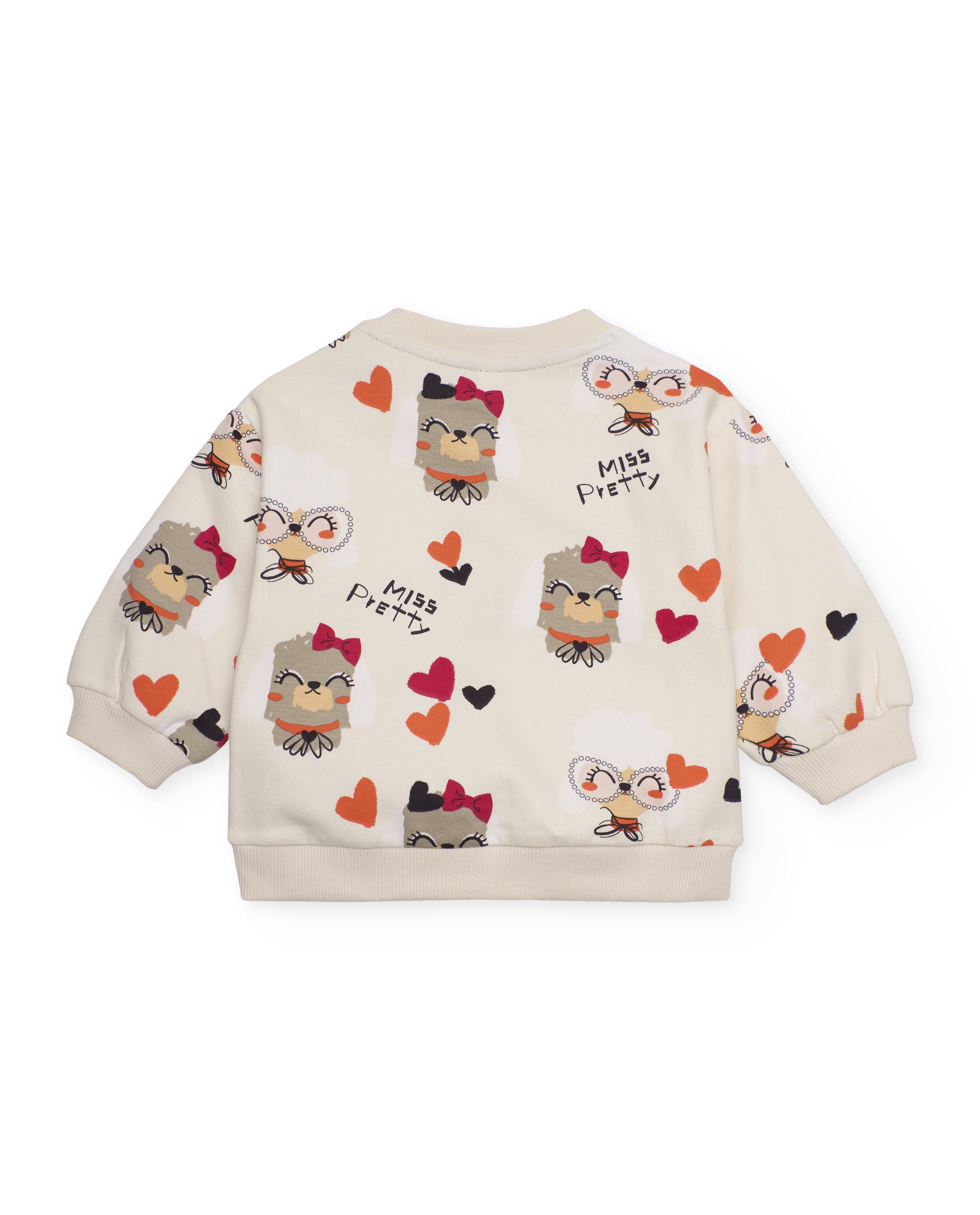 Sudadera para niña en crudo con estampado de perritos y
