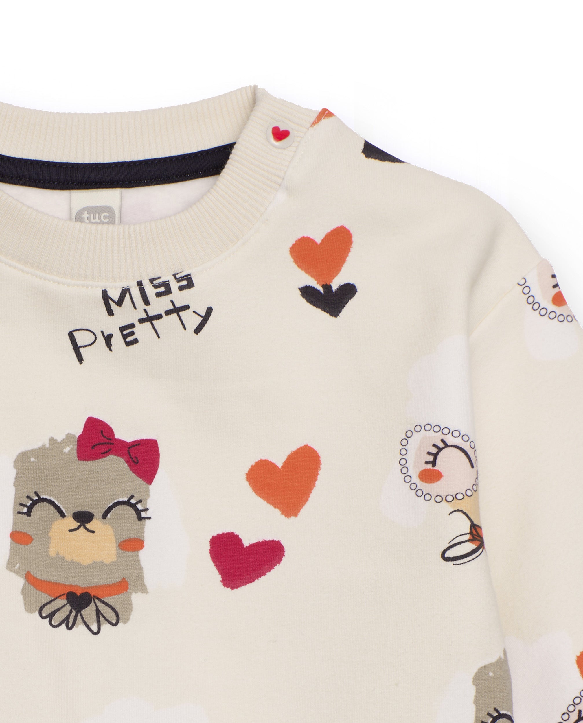Sudadera para niña en crudo con estampado de perritos y