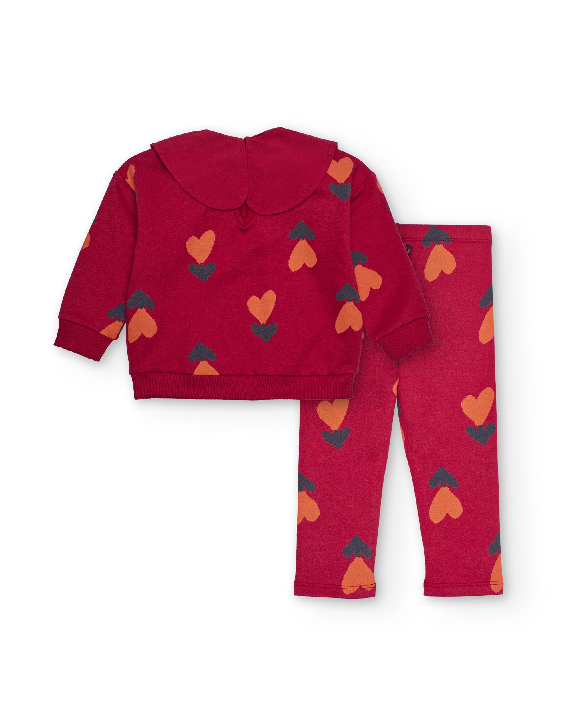 Conjunto de sudadera con lazada y leggings para niña en rojo