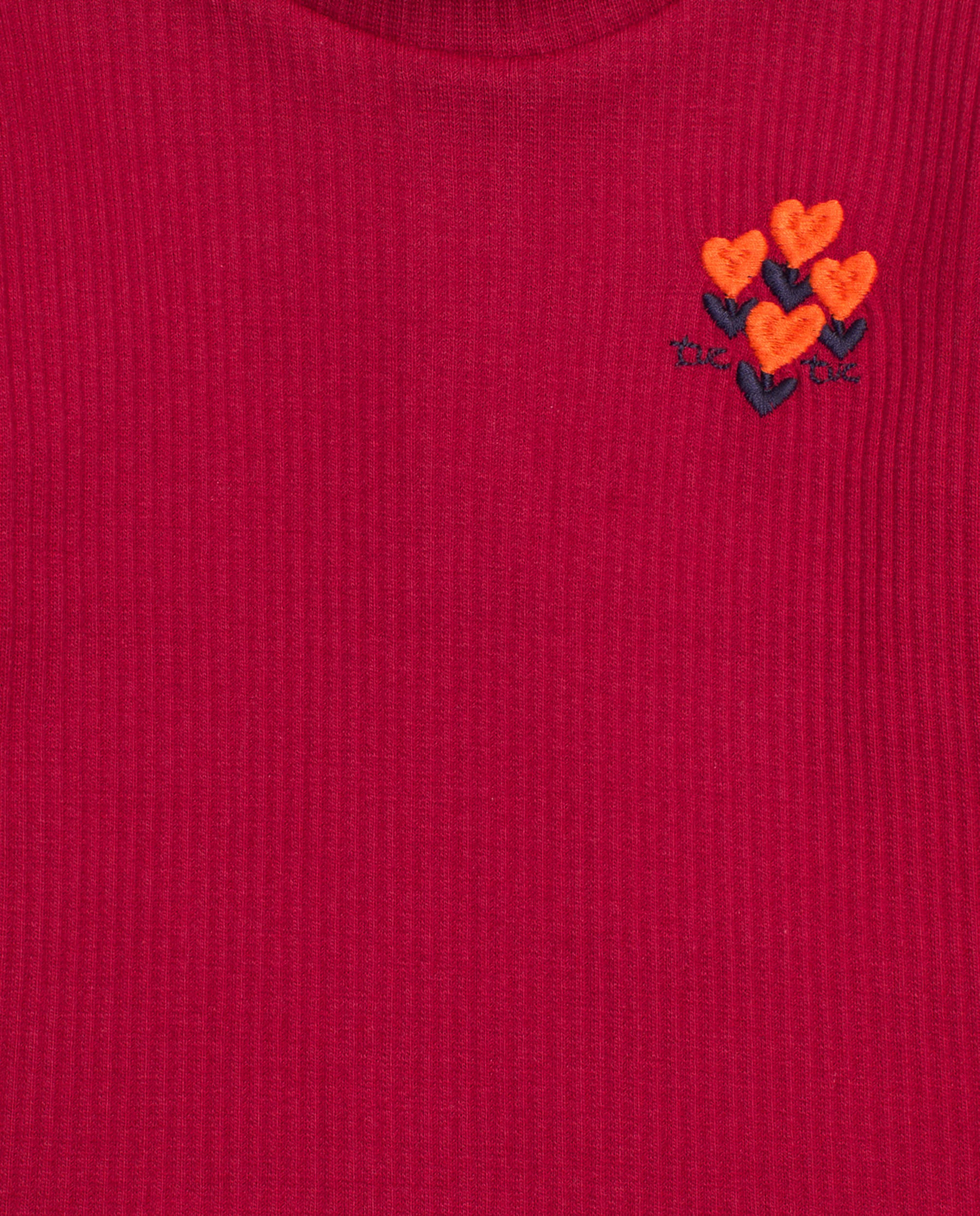 Camiseta de manga larga para niña en rojo cereza con bordado de