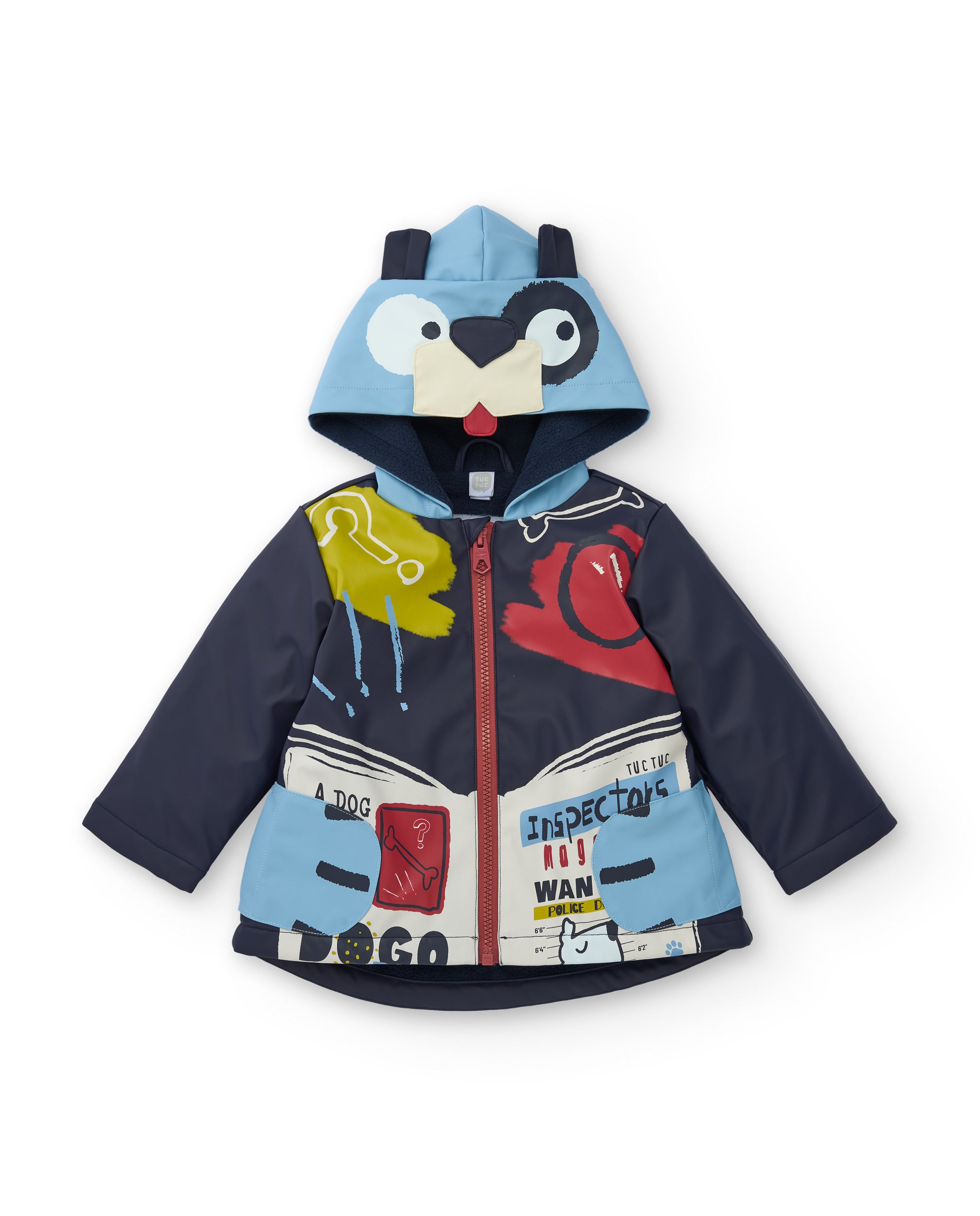 Impermeable para niño en azul marino con capucha divertida