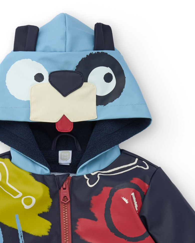 Impermeable para niño en azul marino con capucha divertida