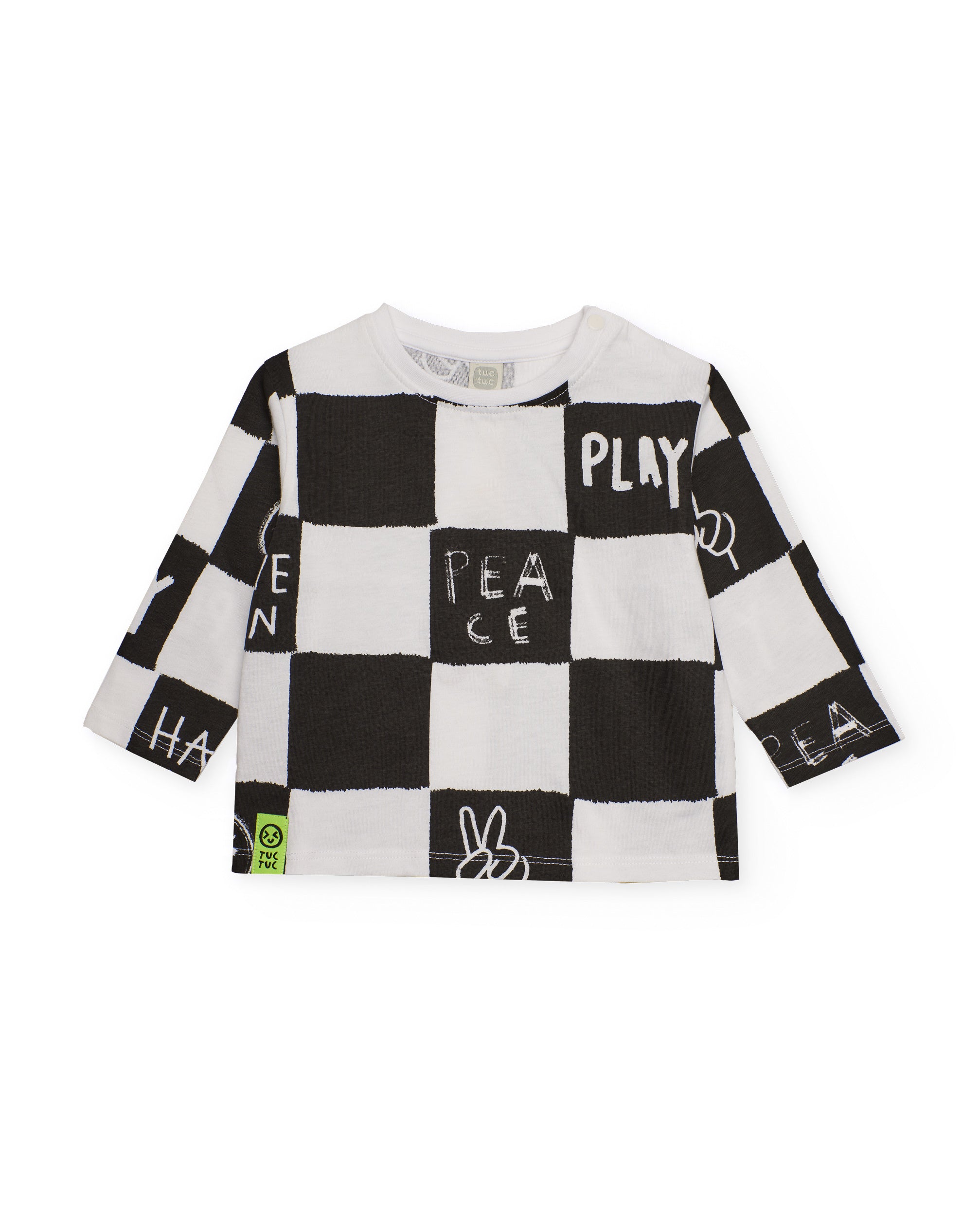 Camiseta de manga larga para niño en blanco y negro con