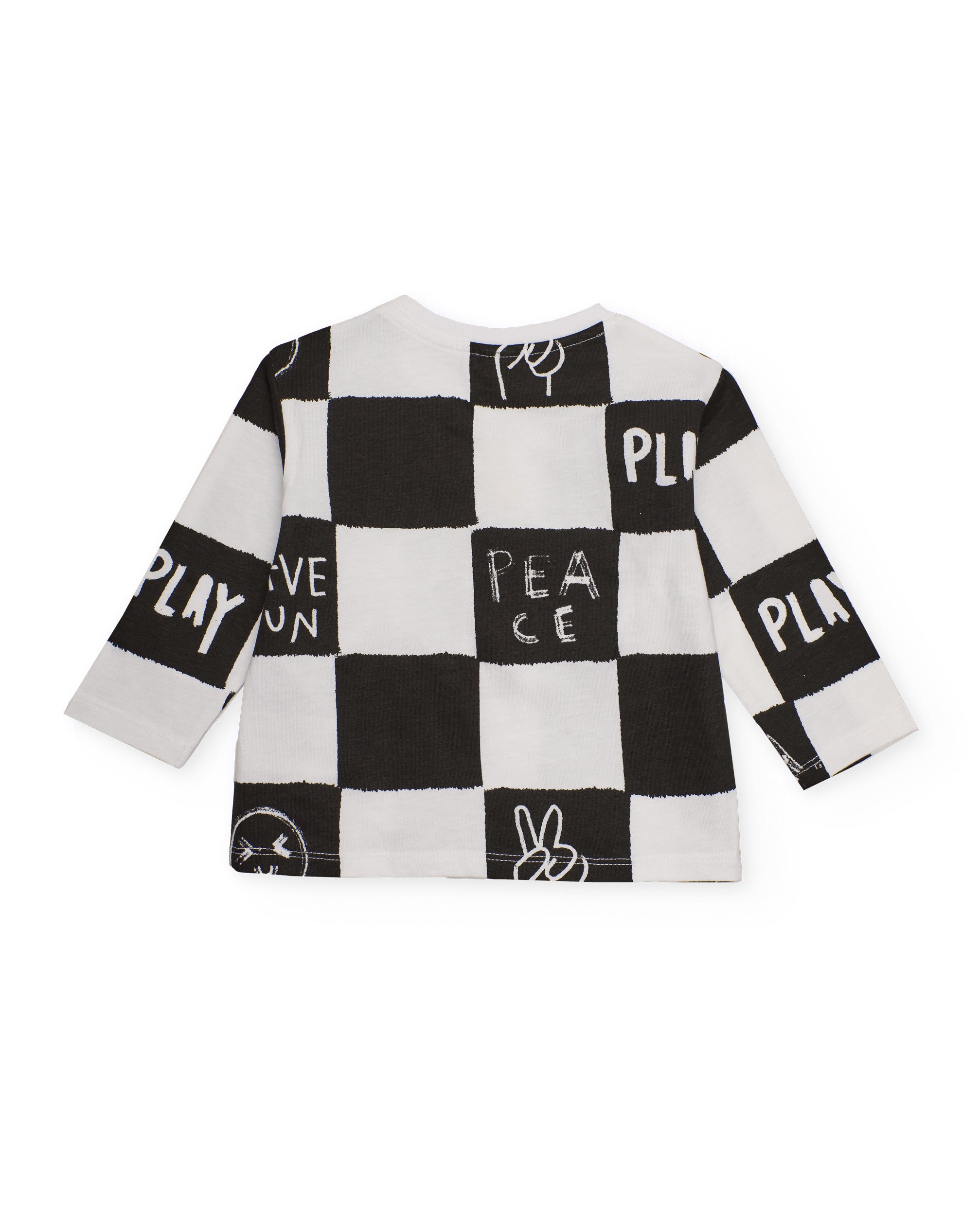 Camiseta de manga larga para niño en blanco y negro con
