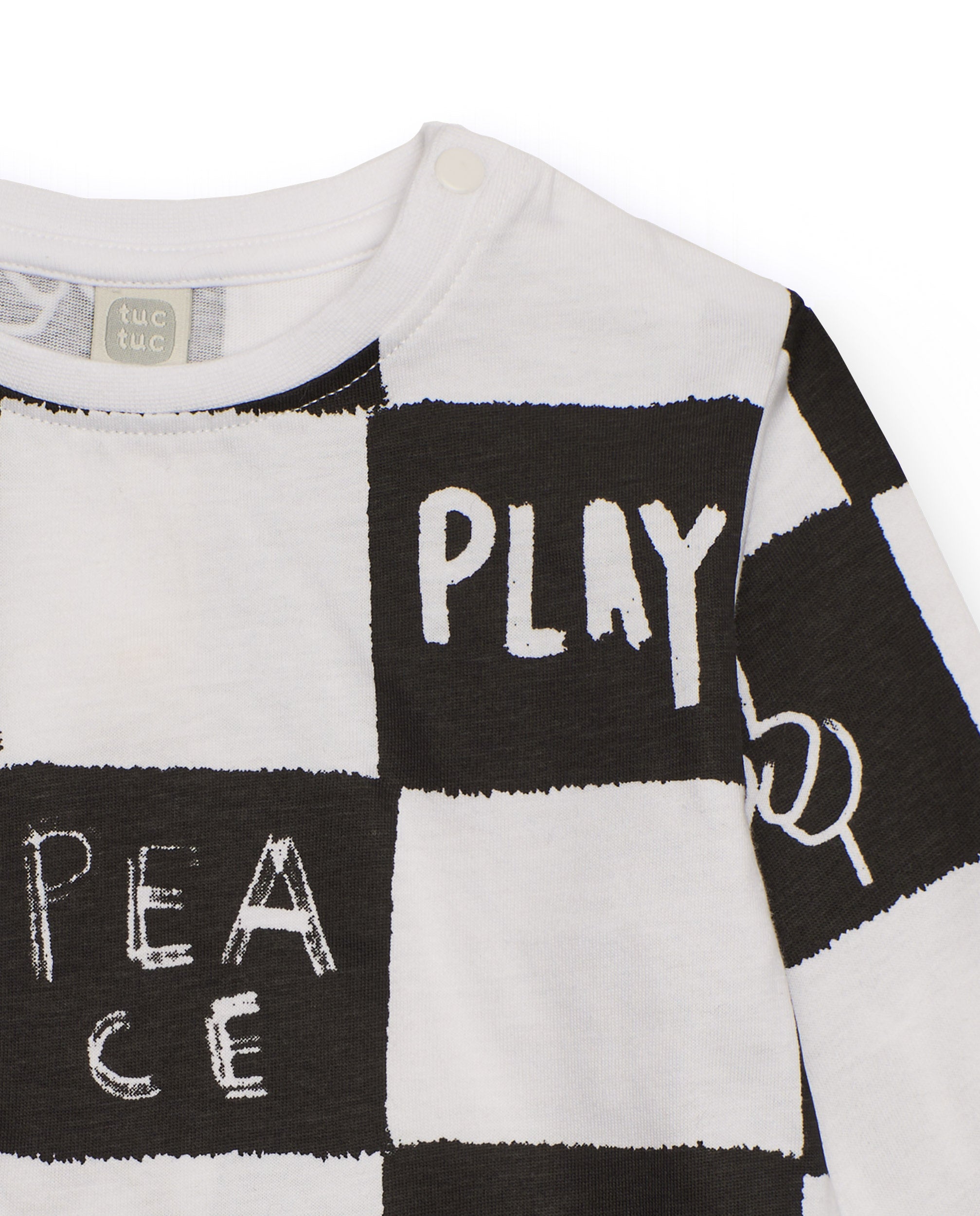 Camiseta de manga larga para niño en blanco y negro con