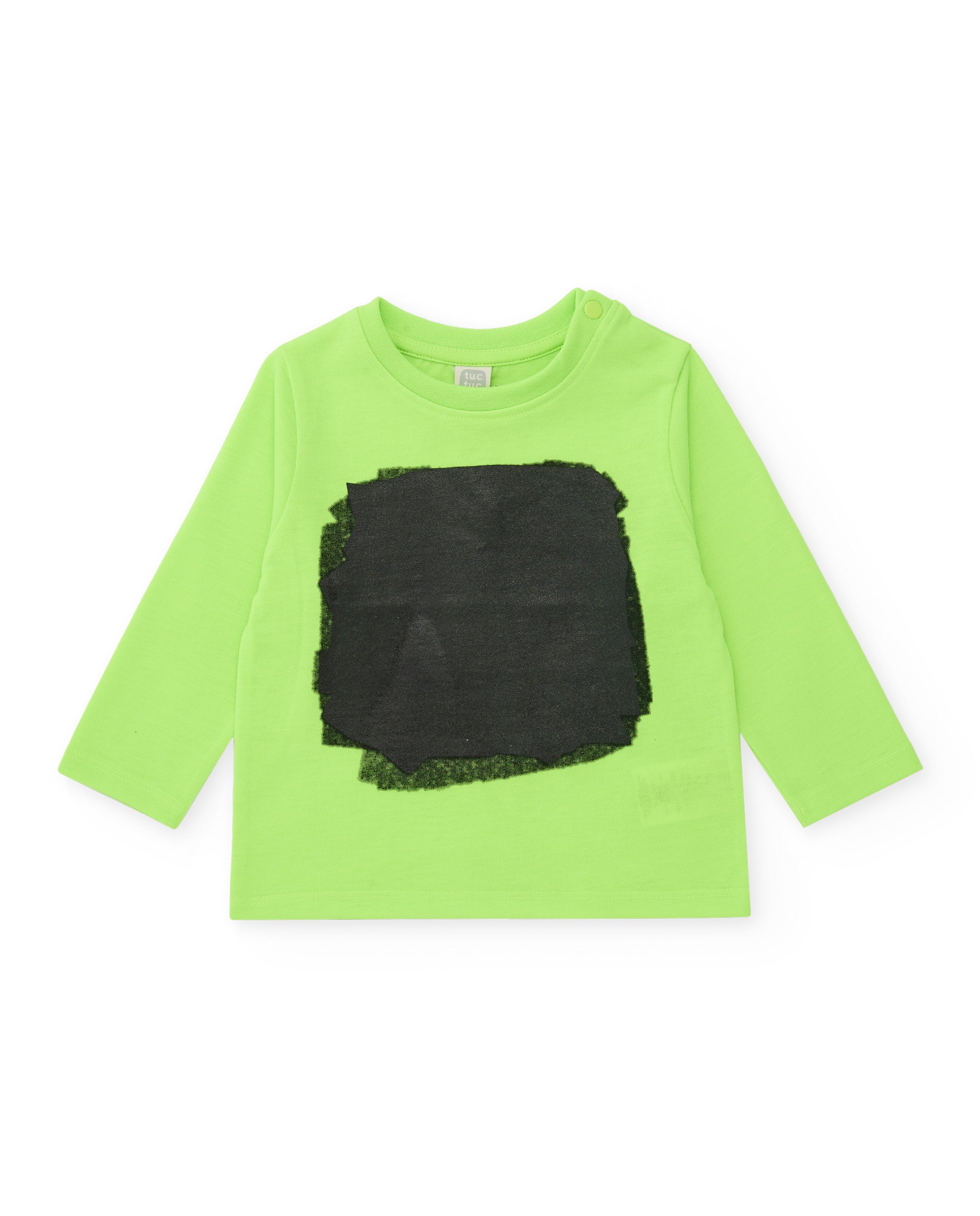 Camiseta de manga larga para niño en verde lima con estampado