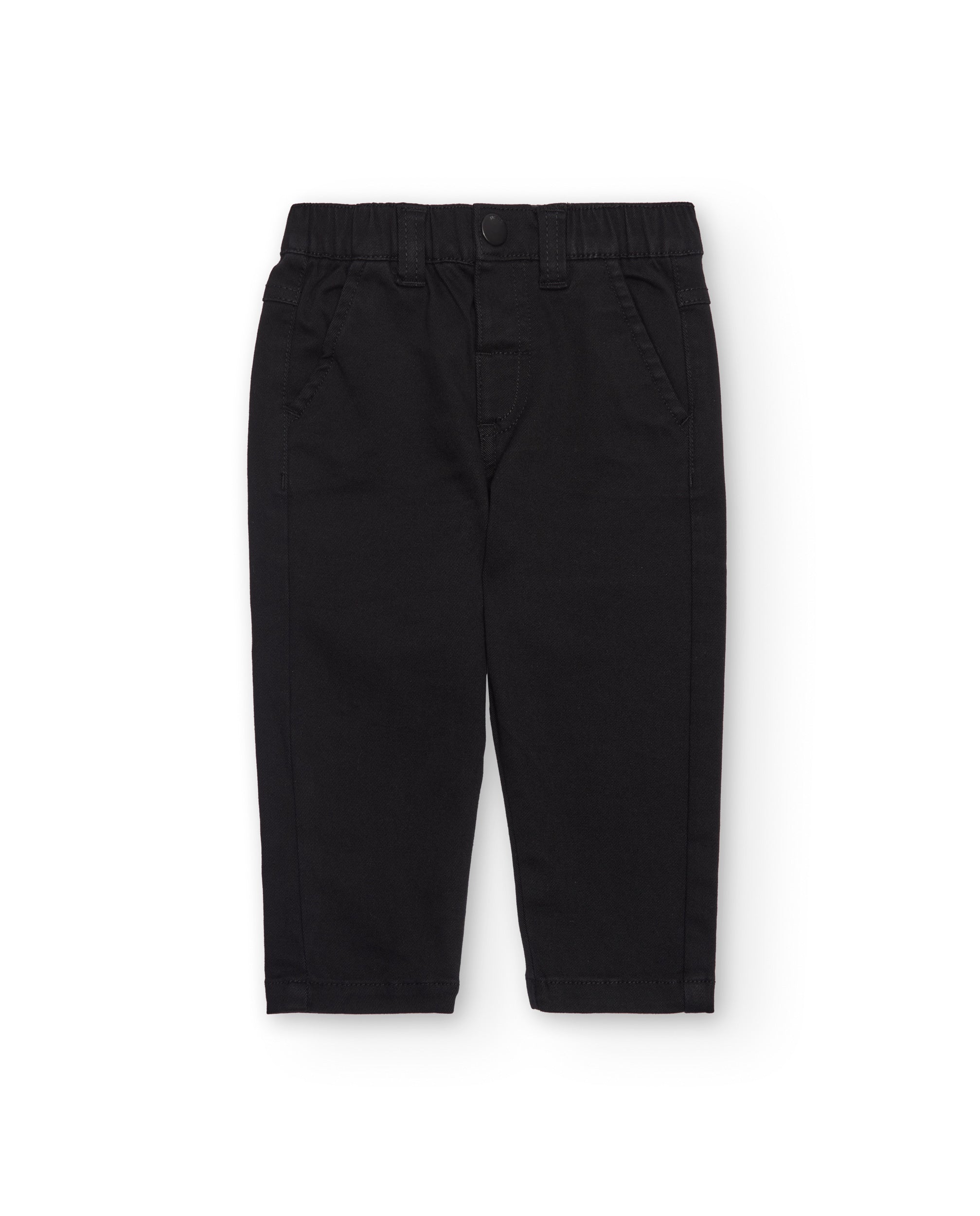 Pantalón largo para niño en color negro con bolsillos traseros