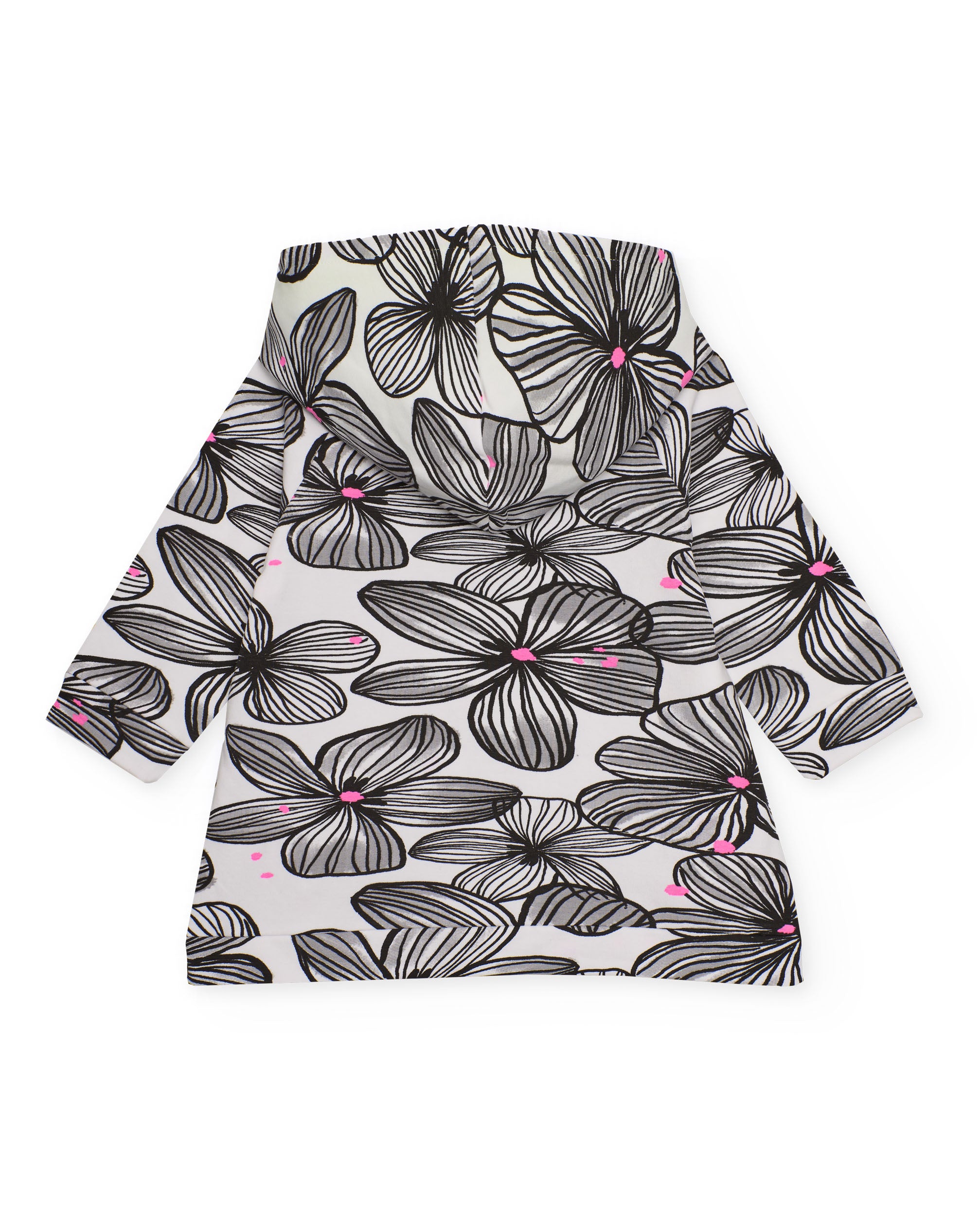 Vestido con capucha para niña en blanco con estampado floral