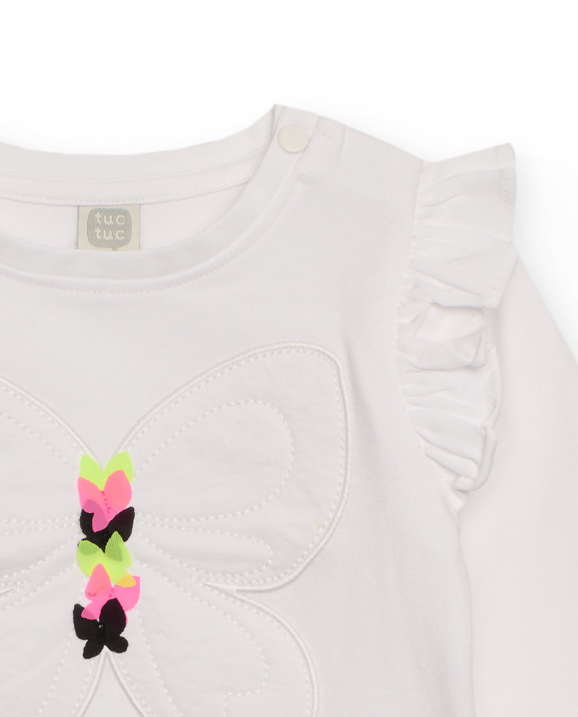 Camiseta niña en blanco con mariposa bordada colección love