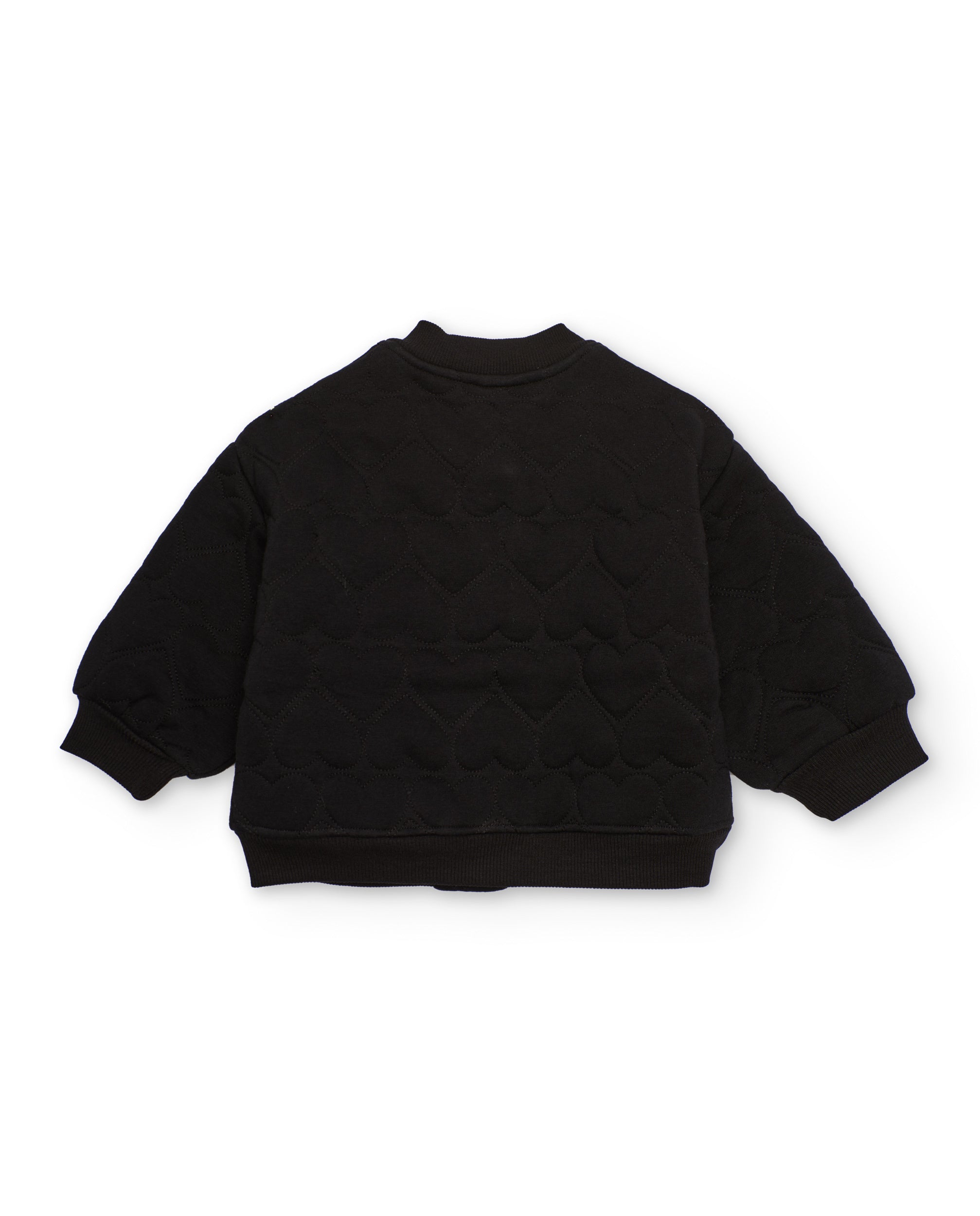 Chaqueta bomber para niña en negro con textura de corazones