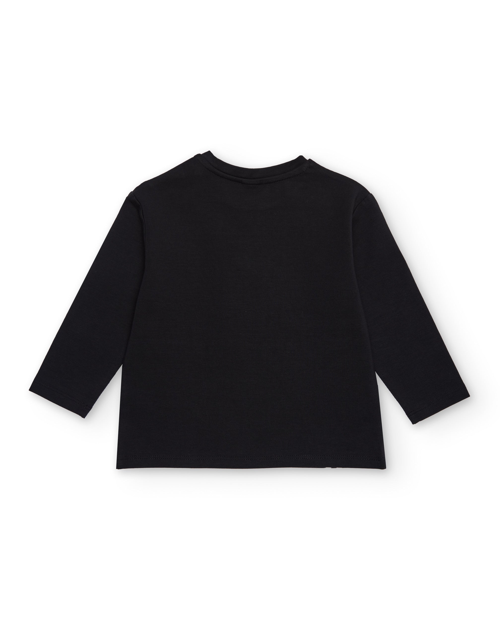 Camiseta de manga larga para niña en negro con estampado floral