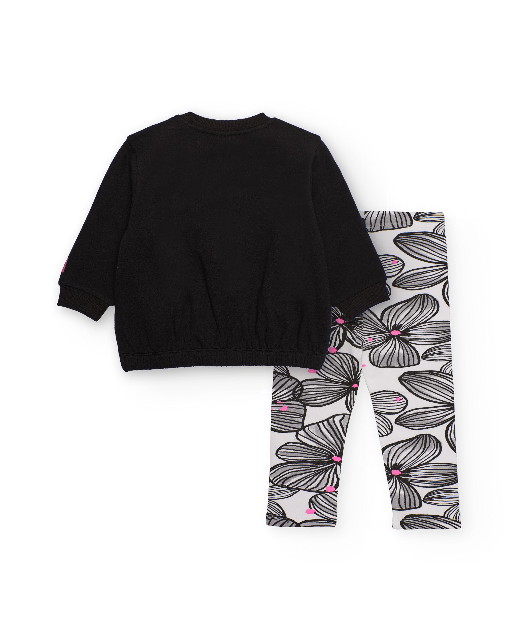 Conjunto niña en negro y blanco con leggings estampados y