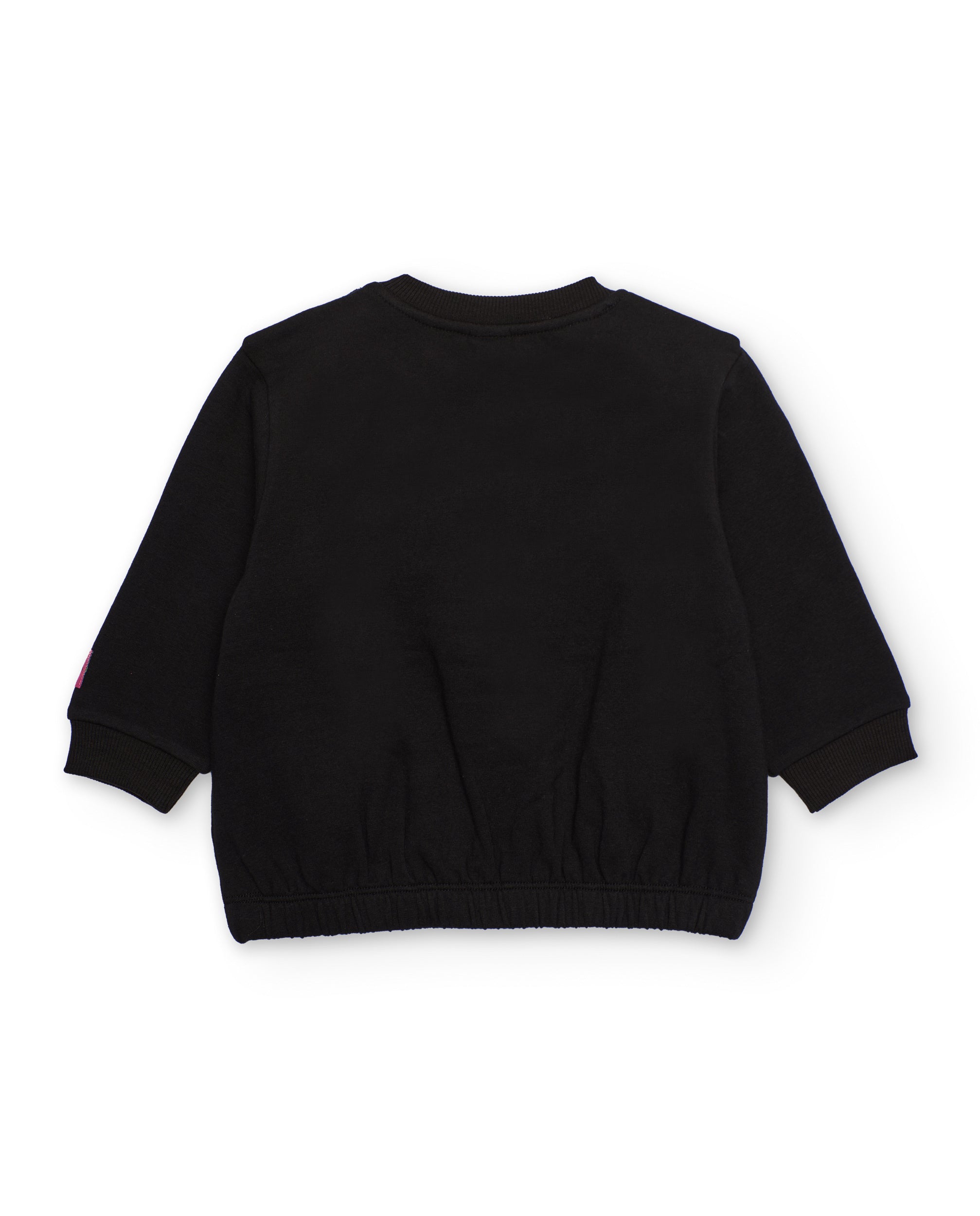 Sudadera niña en negro con apliques circulares en relieve