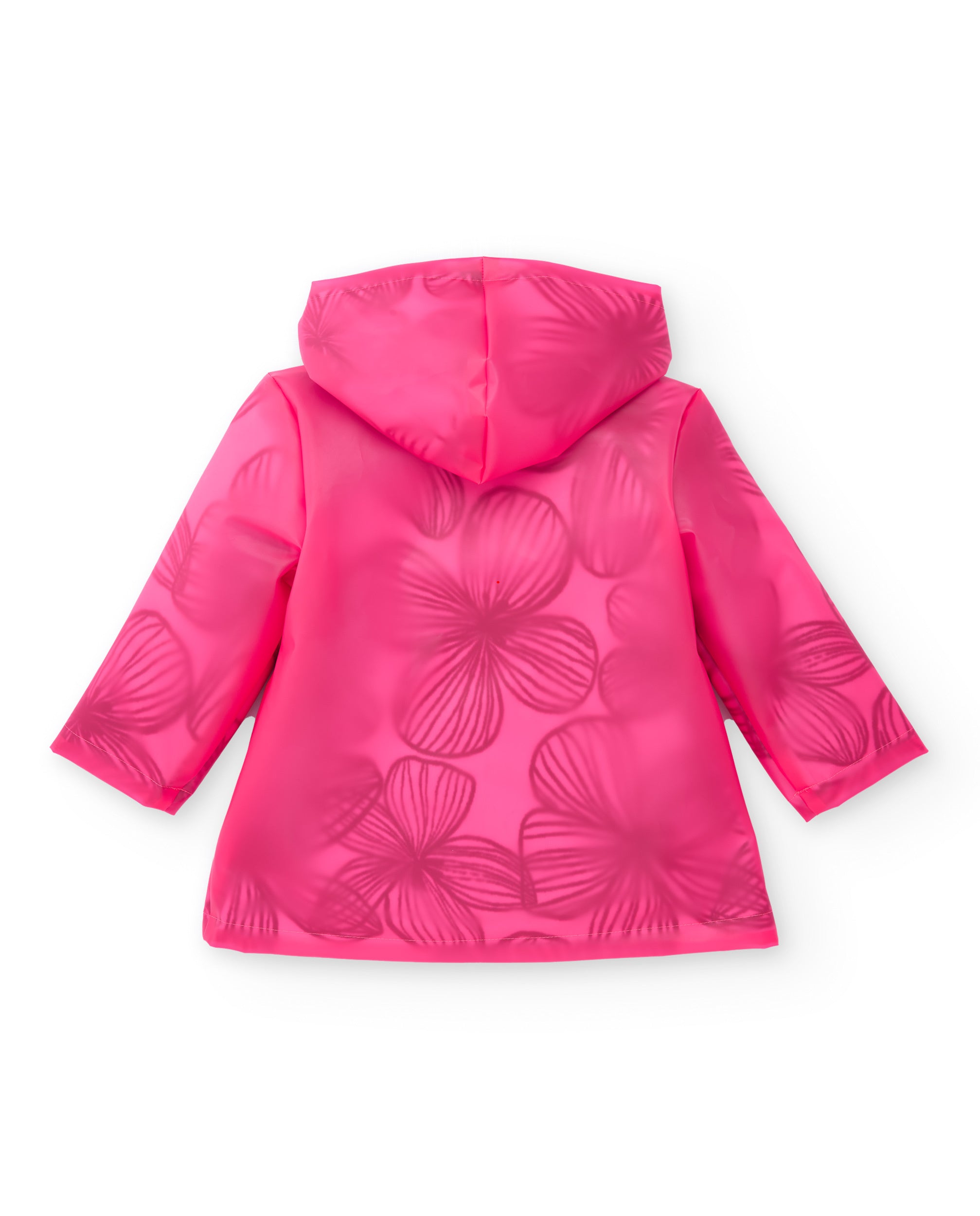 Cazadora niña en fucsia con efecto translúcido y capucha