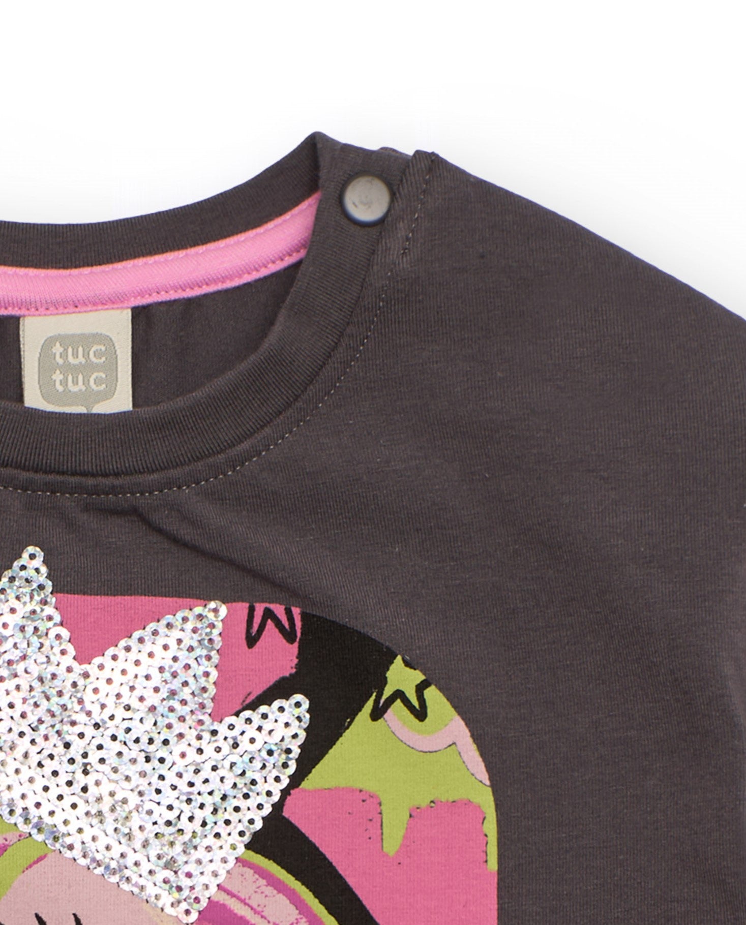 Camiseta de manga larga para niña en gris oscuro con unicornio