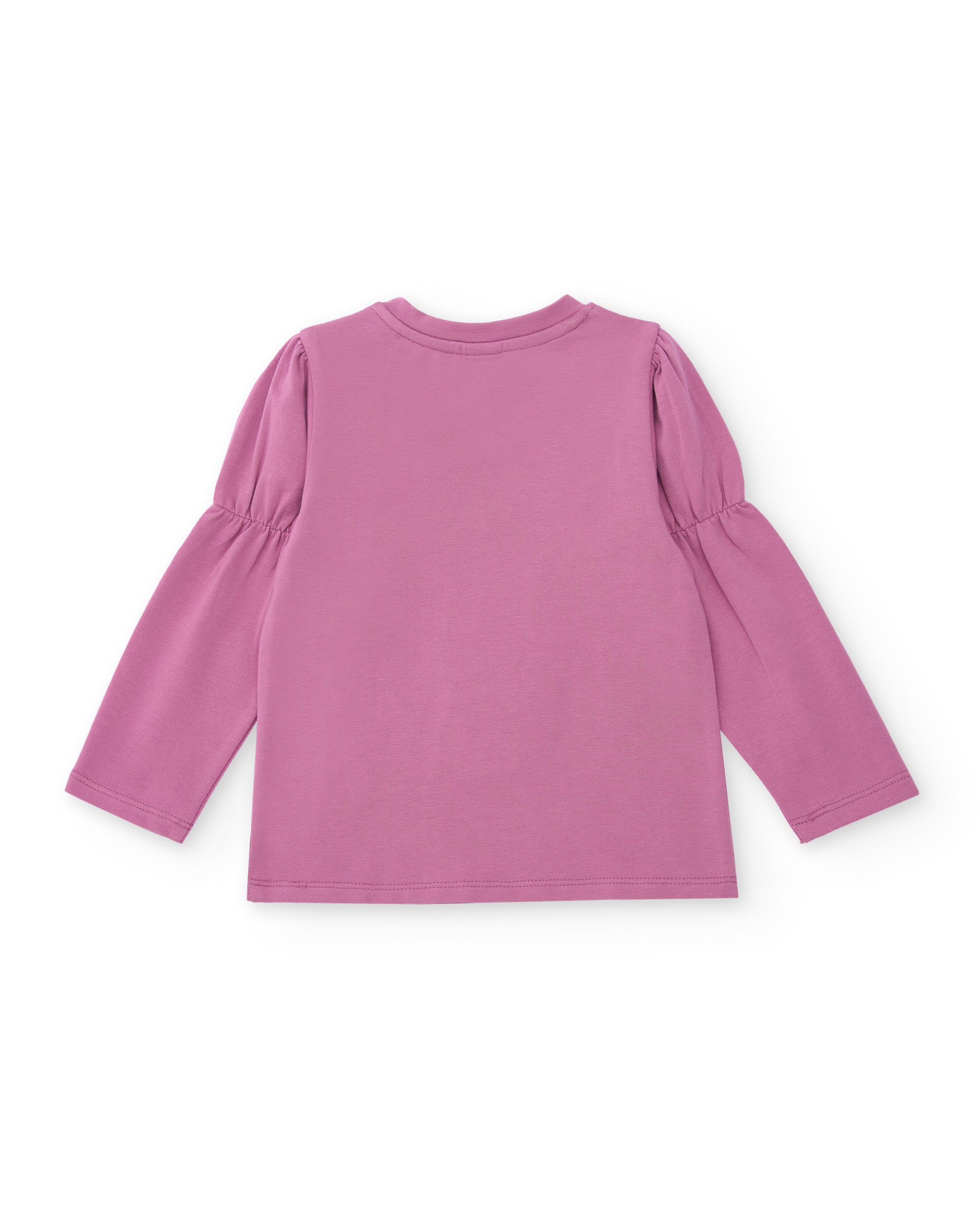 Camiseta de manga larga para niña en rosa con castillo y