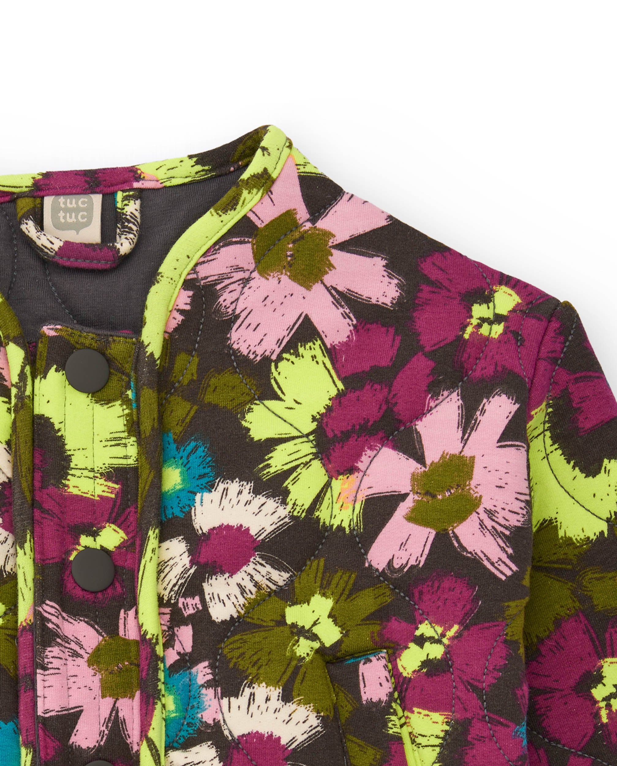 Chaqueta de punto para niña con estampado floral multicolor