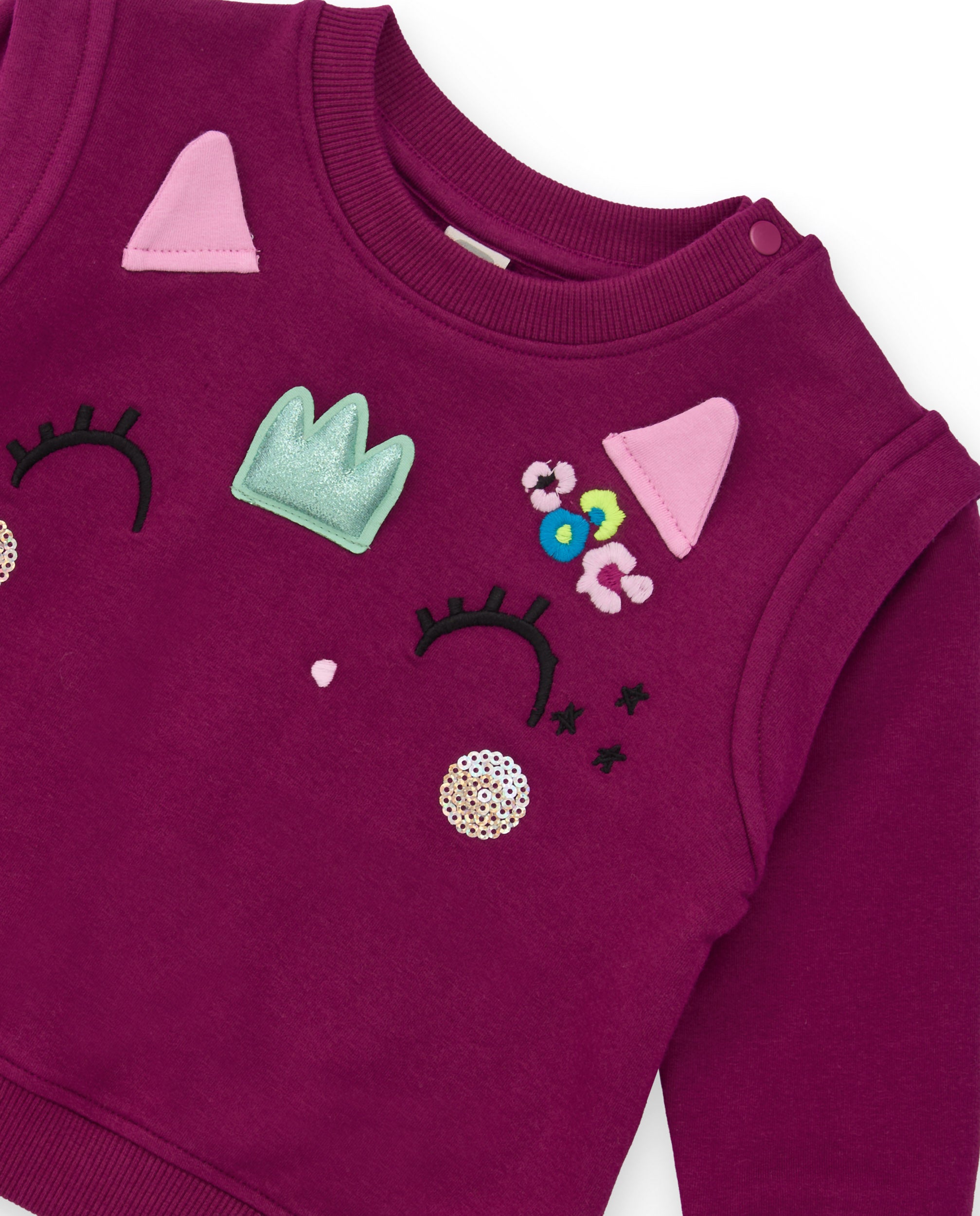 Conjunto de sudadera y leggings para niña en burdeos con