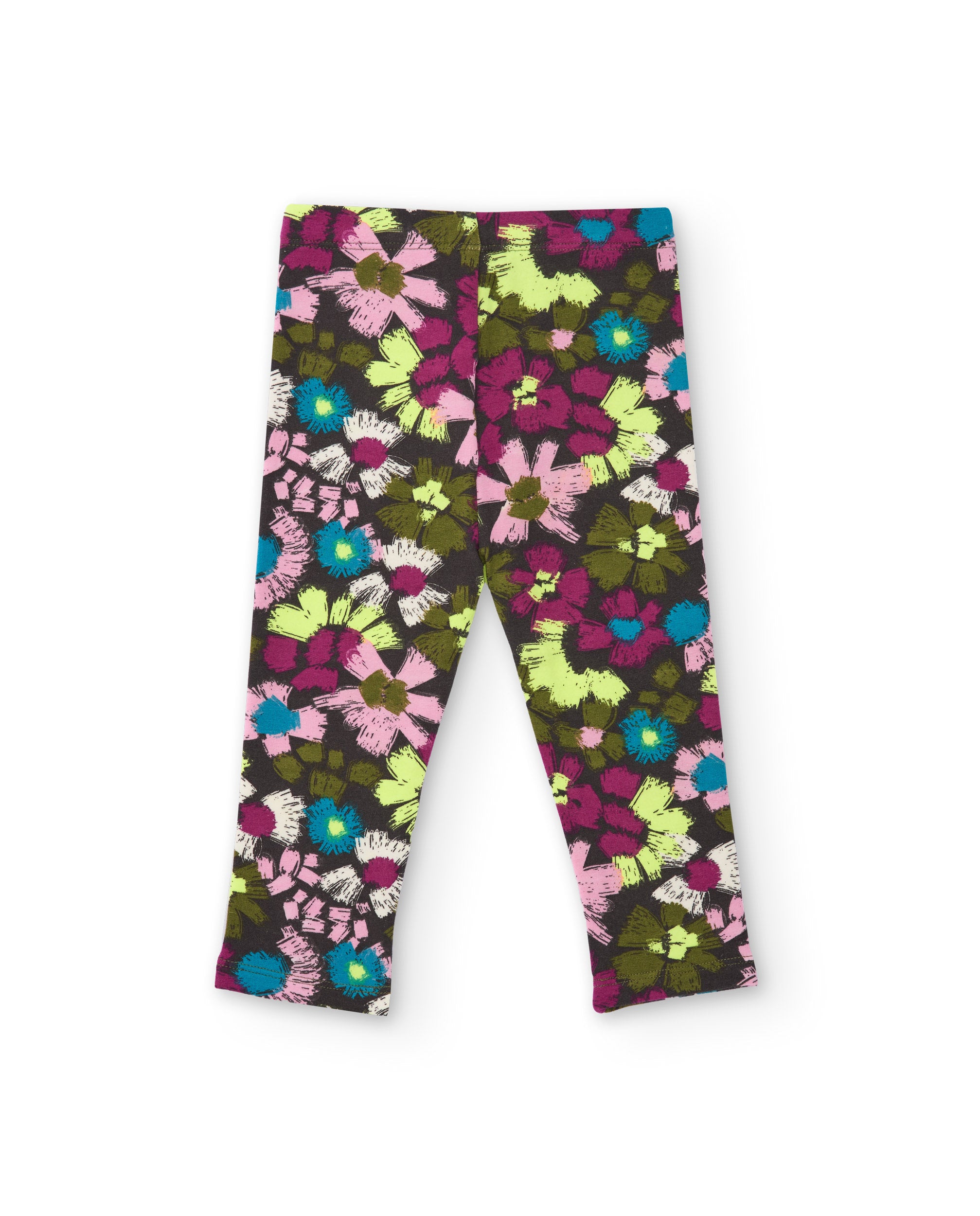 Leggings para niña en marrón con estampado floral multicolor