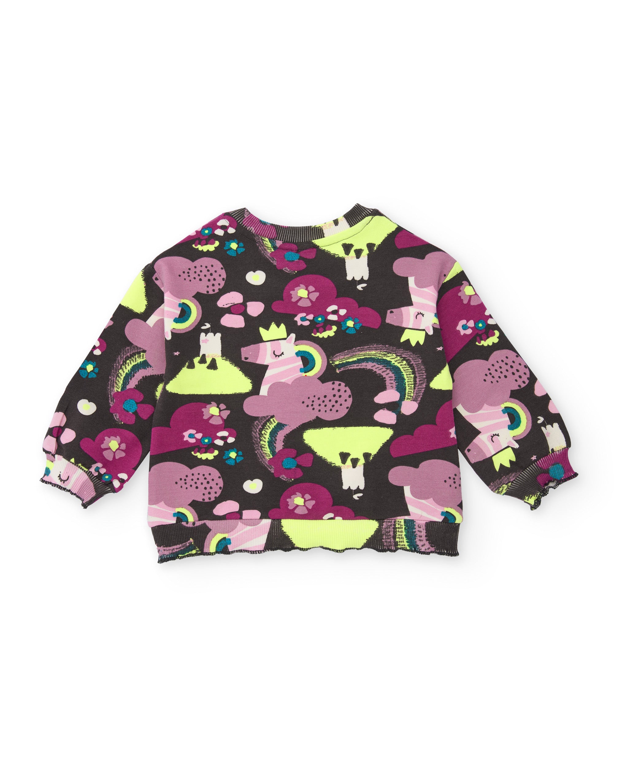 Sudadera de manga larga para niña en marrón con estampado de