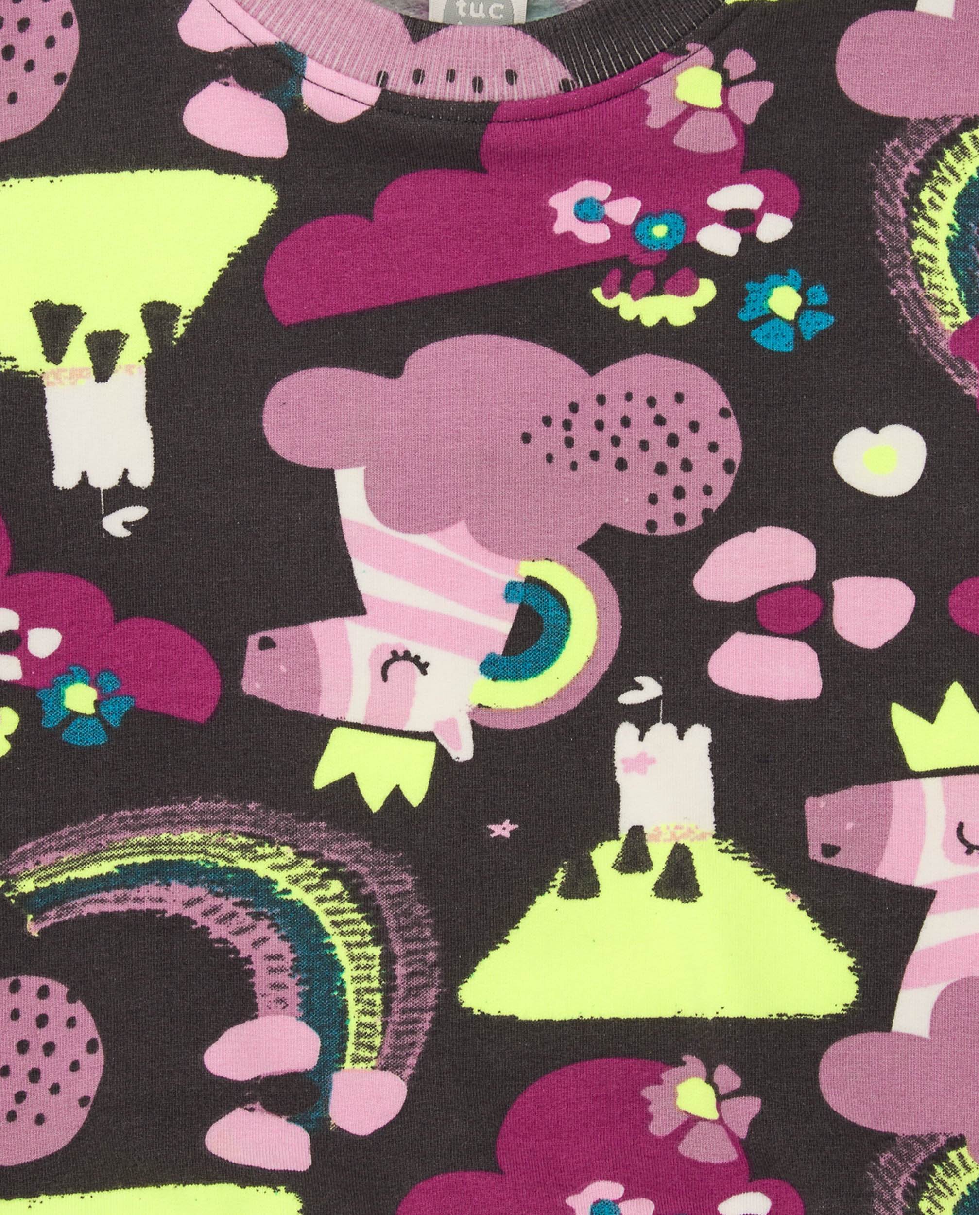 Sudadera de manga larga para niña en marrón con estampado de