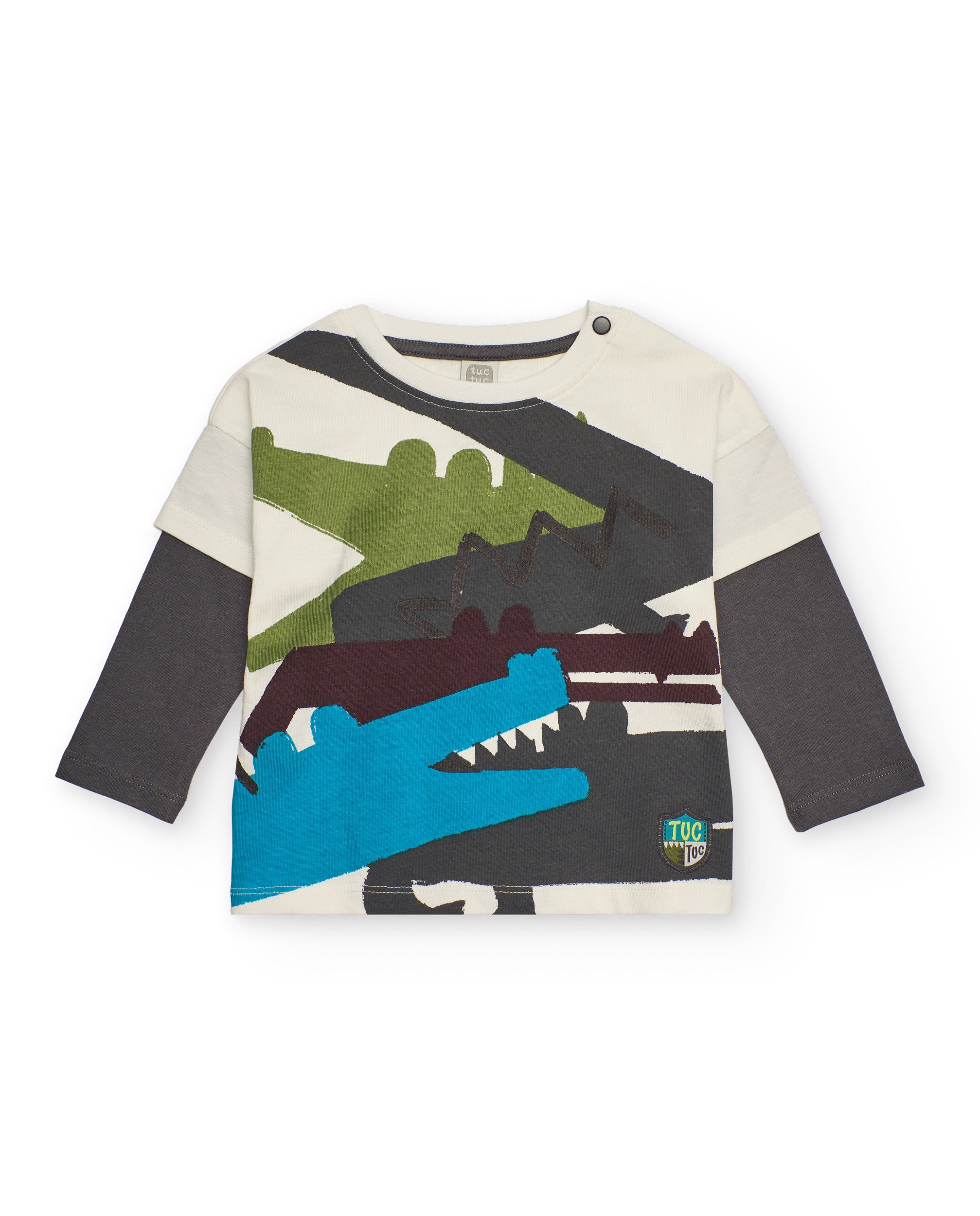 Camiseta de manga larga para niño en crudo con estampado de