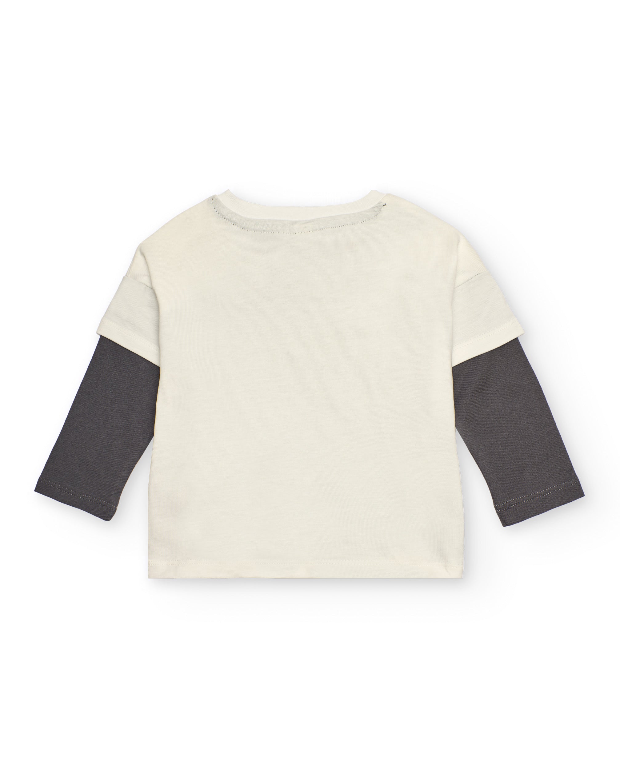 Camiseta de manga larga para niño en crudo con estampado de