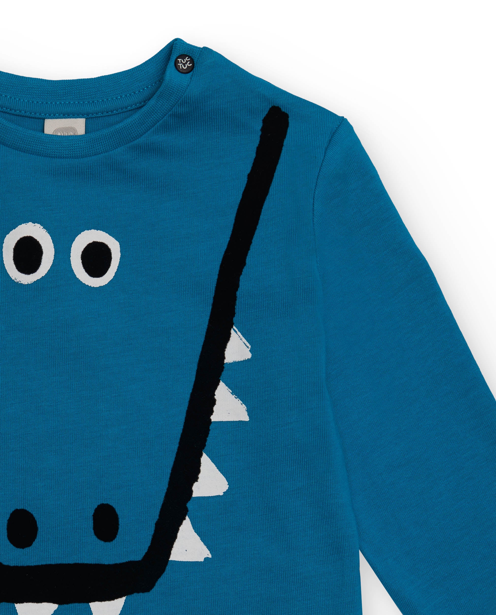 Camiseta de manga larga para niño en azul con diseño de