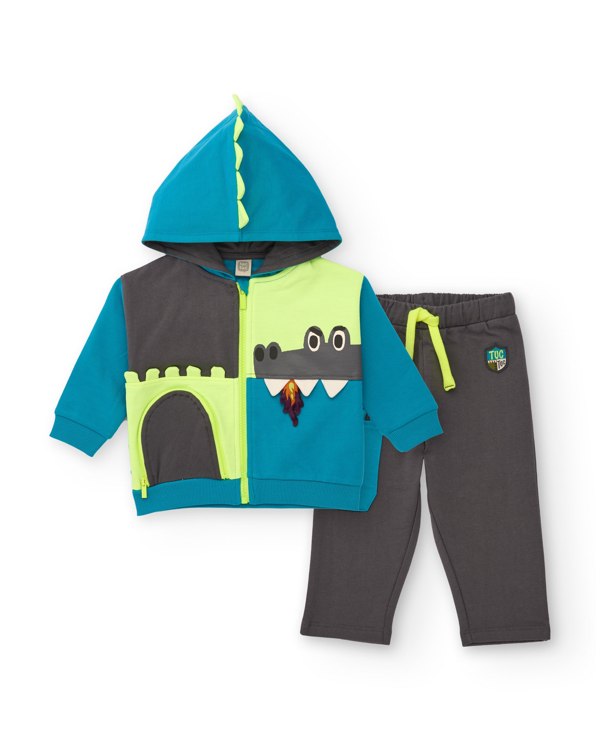 Conjunto de sudadera y pantalón largo para niño en azul y gris
