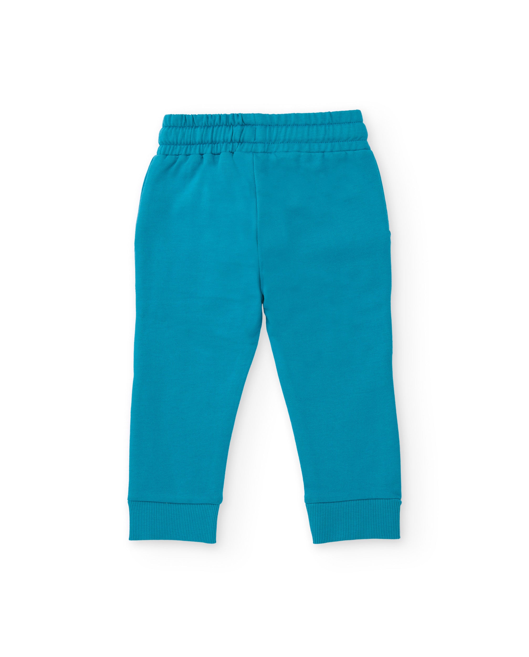 Pantalón de felpa para niño en azul con cintura elástica