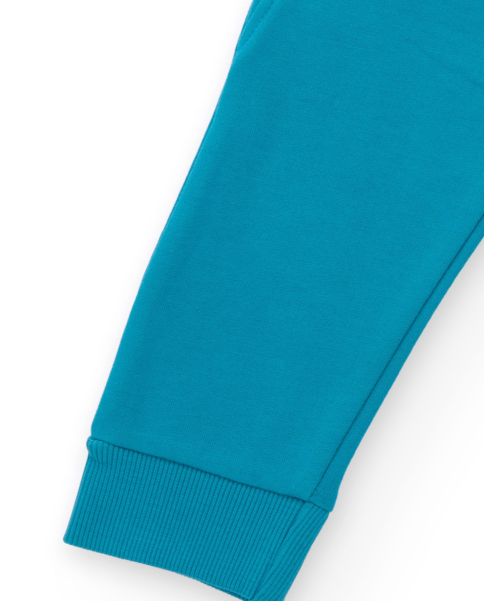 Pantalón de felpa para niño en azul con cintura elástica