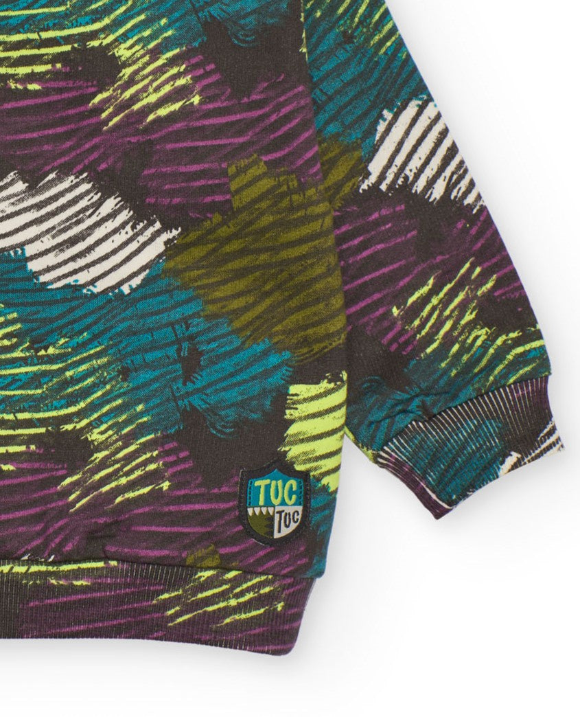 Sudadera para niño en tonos multicolor con estampado abstracto
