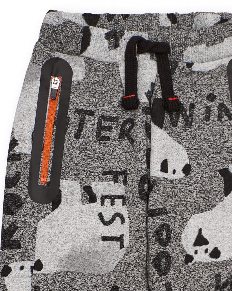 Conjunto para niño de sudadera y pantalón en gris con estampado