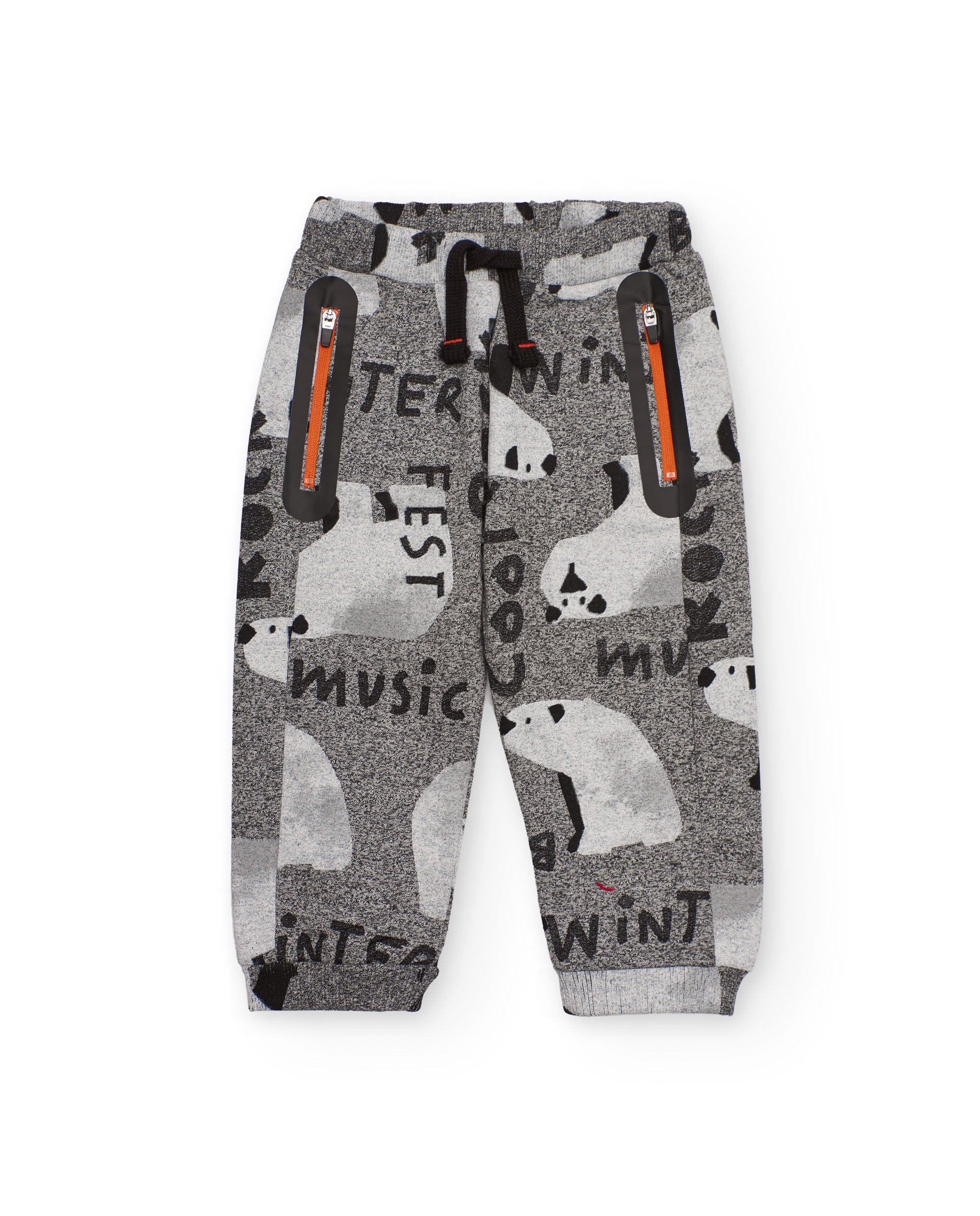 Pantalón jogger para niño en gris con estampado de osos polares