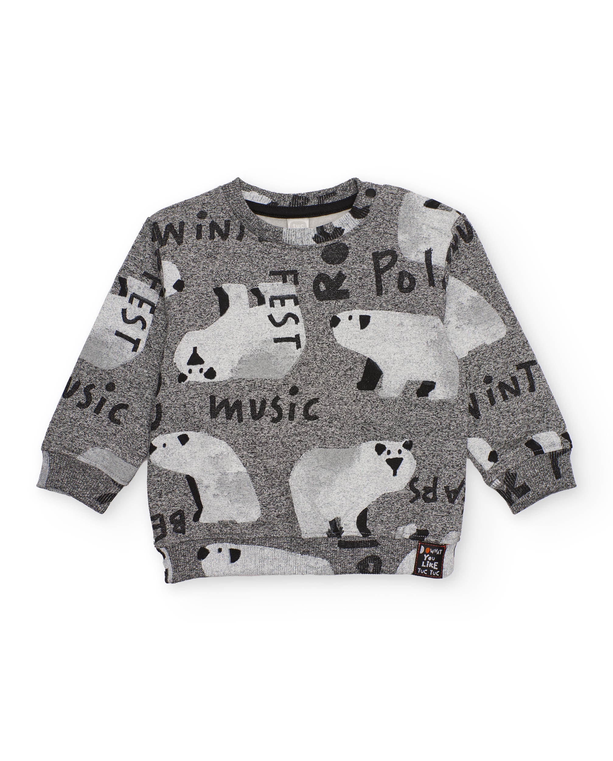 Sudadera de felpa para niño en gris con estampado de osos