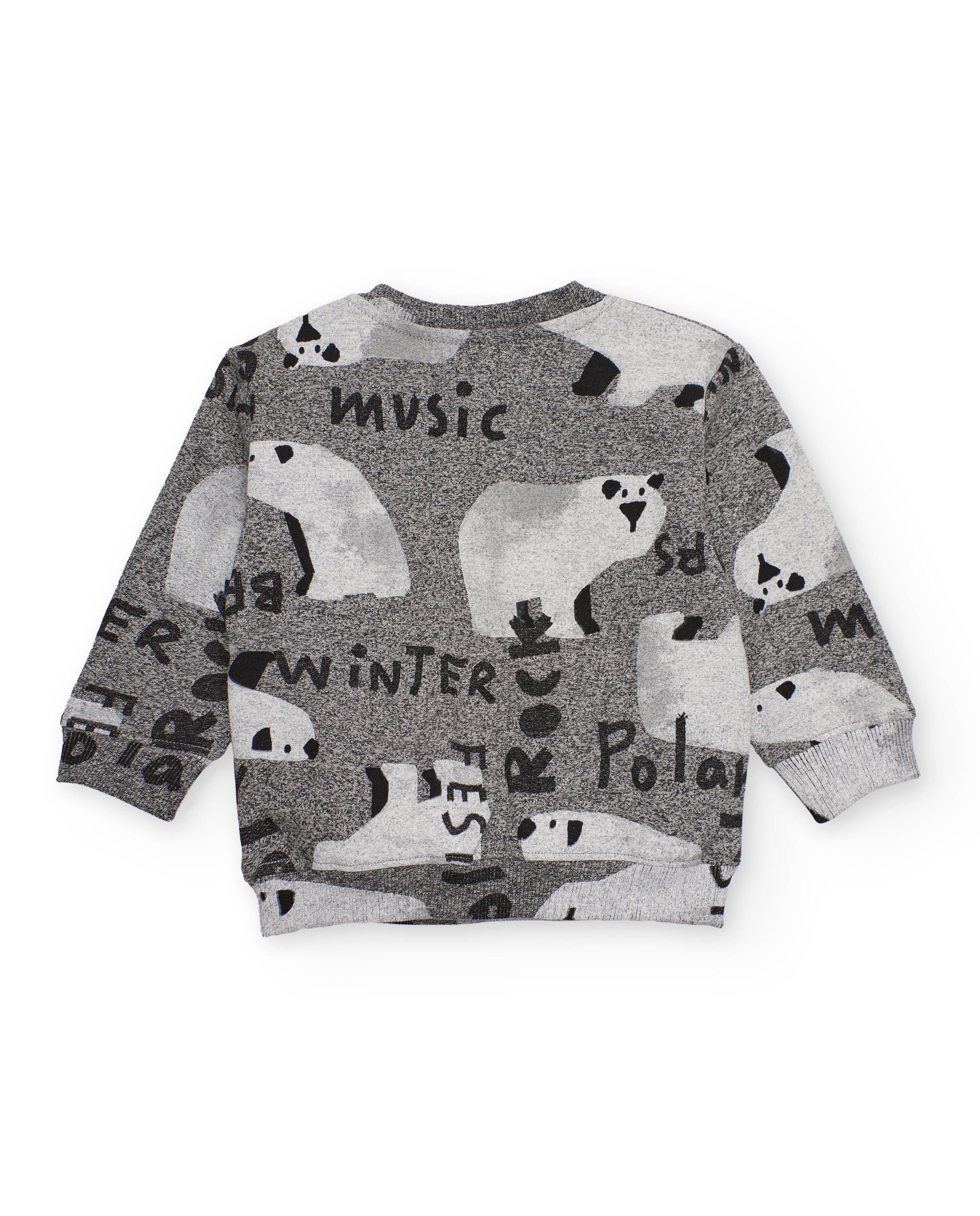 Sudadera de felpa para niño en gris con estampado de osos