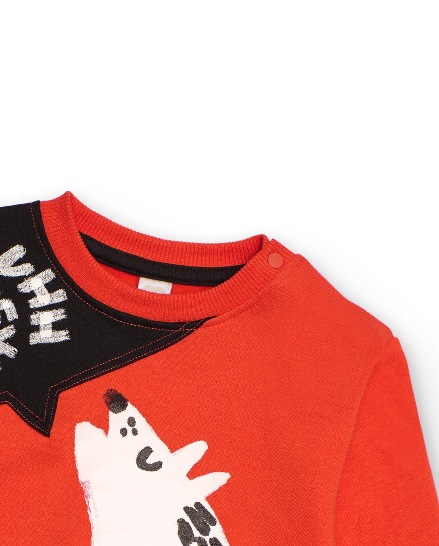 Sudadera para niño en naranja con lobo aullando
