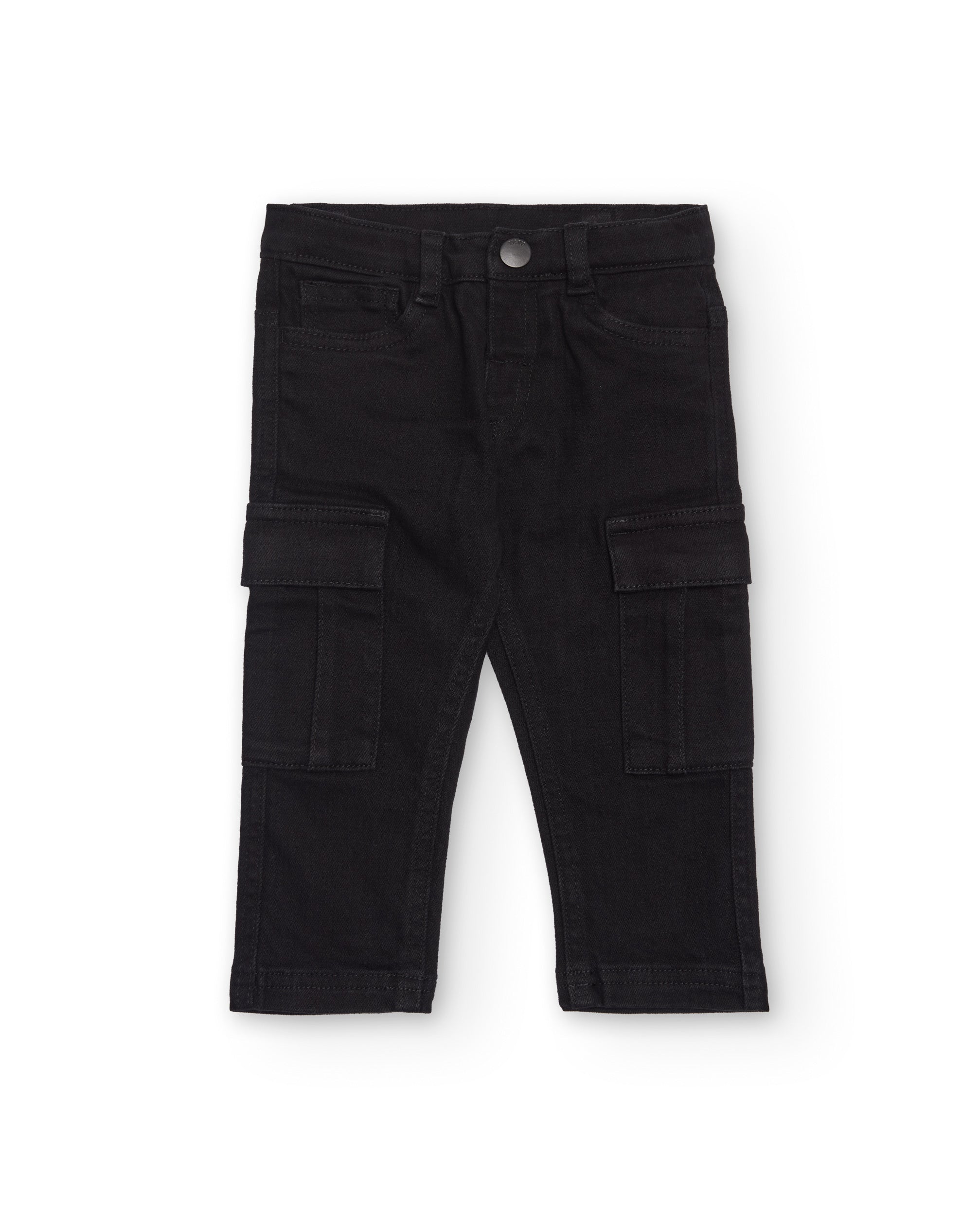 Pantalón cargo para niño en negro con bolsillos laterales