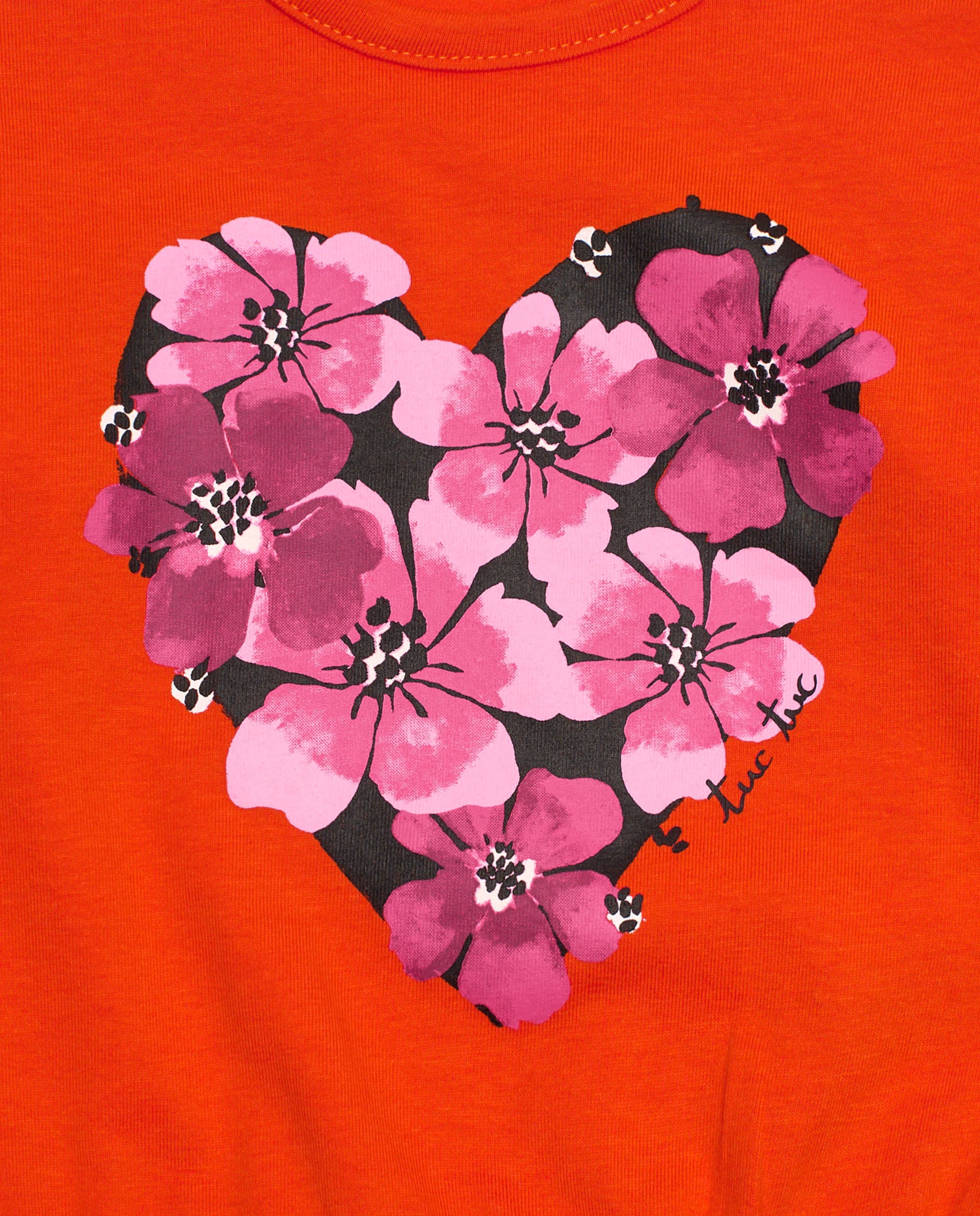 Sudadera de niña en naranja con corazón floral