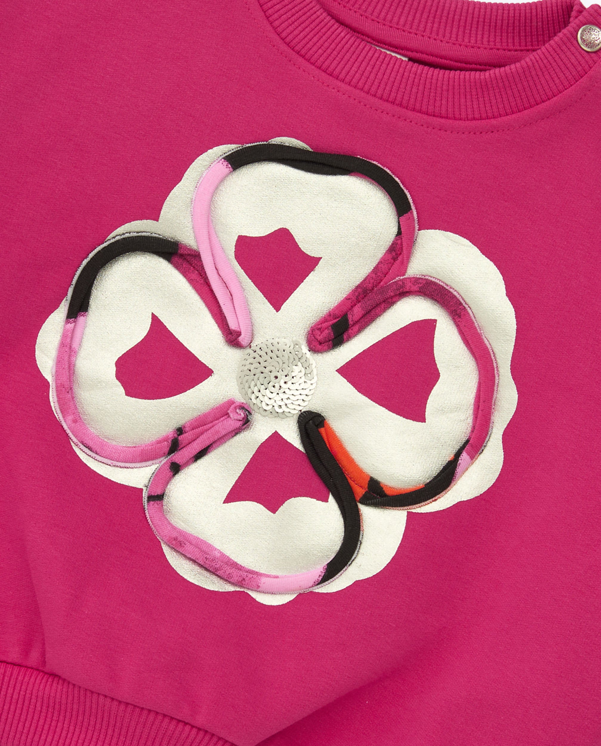 Conjunto de niña con sudadera fucsia y leggings florales