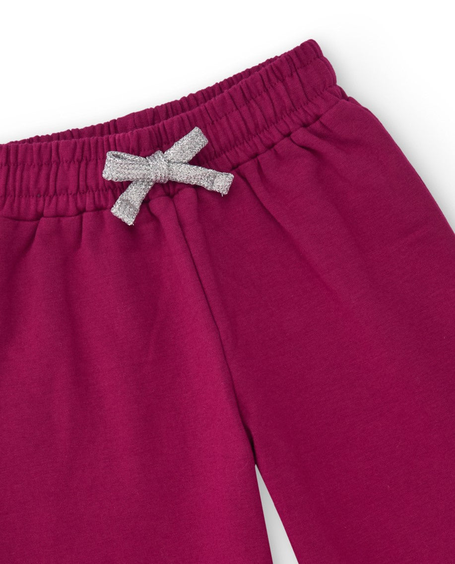 Conjunto de niña con chaqueta floral y pantalón fucsia